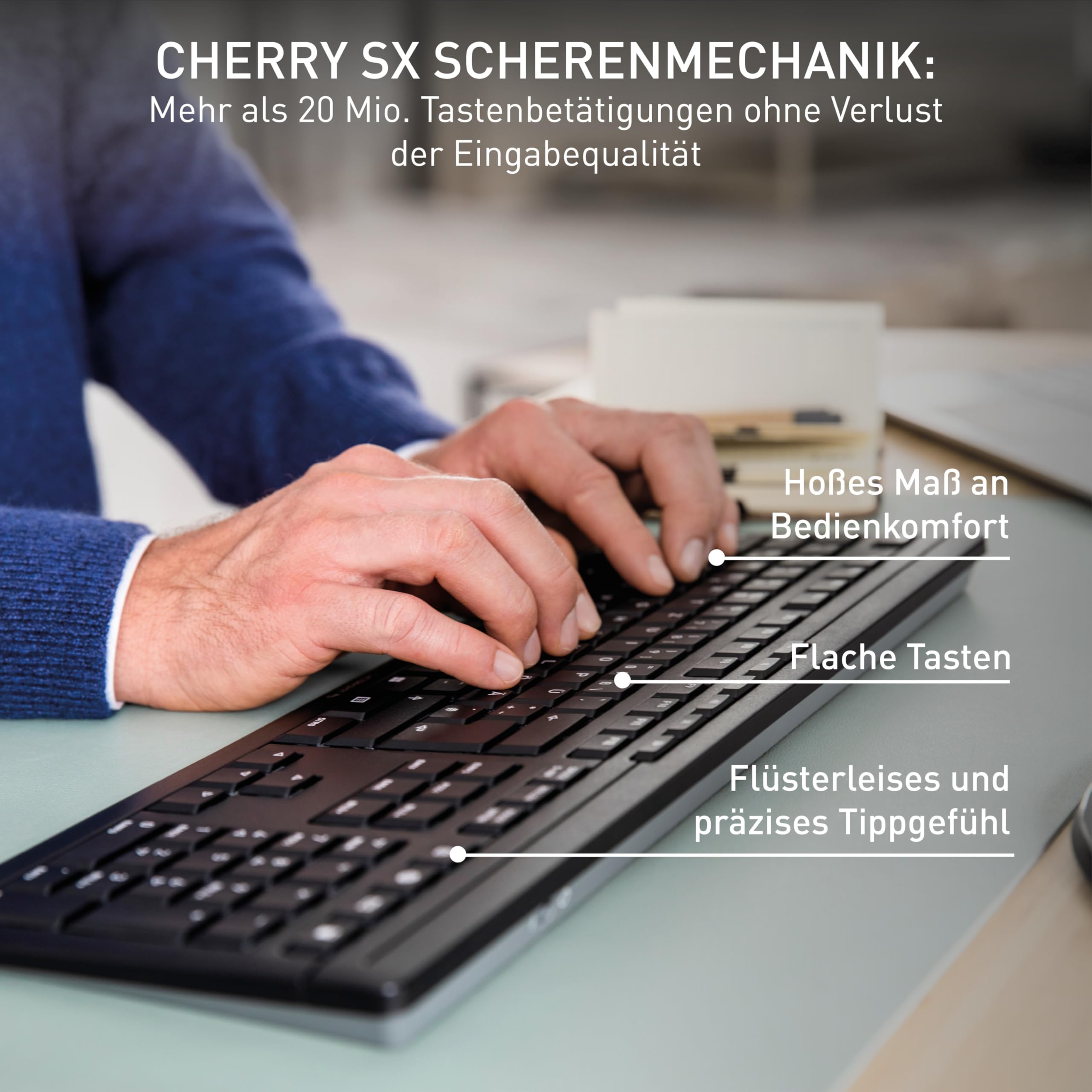 CHERRY Stream Desktop Comfort, Kabelloses Tastatur-Maus-Set
