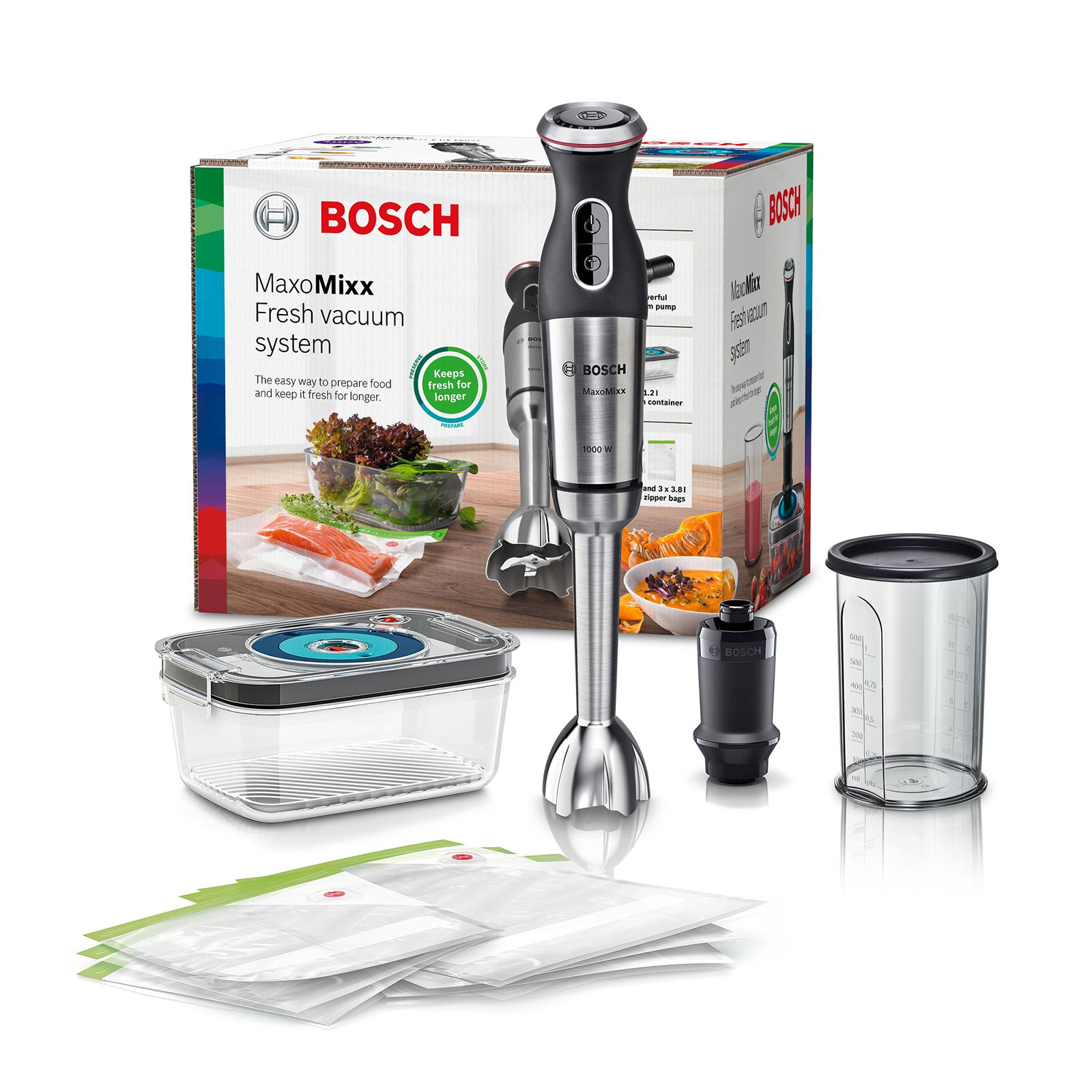 BOSCH MaxoMixx MS8CM61V1 Stabmixer-Set + Vakuumier-Beutel MSZV0FB1