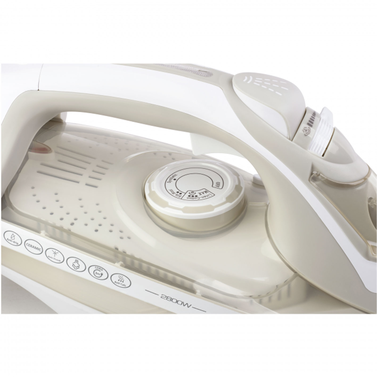 Fakir Avanti beige Dampfbügeleisen (2.800 Watt, Keramikbeschichtung, 150 g Dampfstoß, 35 g / Min. kontinuierliche Dampfmenge, Wassertank 480 ml, automatische Abschaltung, Anti-Tropf-Funktion, Anti-Kalk-Funktion)