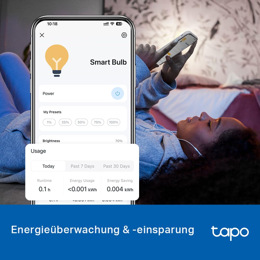 Tapo TP-Link L520E smarte WLAN Glühbirne E27, kaltesWeiß und dimmbar