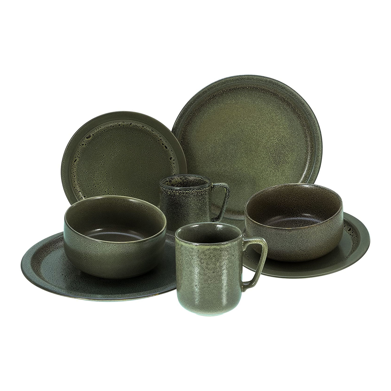 CreaTable, 23771, Serie Sylt Dark Green, Geschirrset, Kombiservice 8 teilig