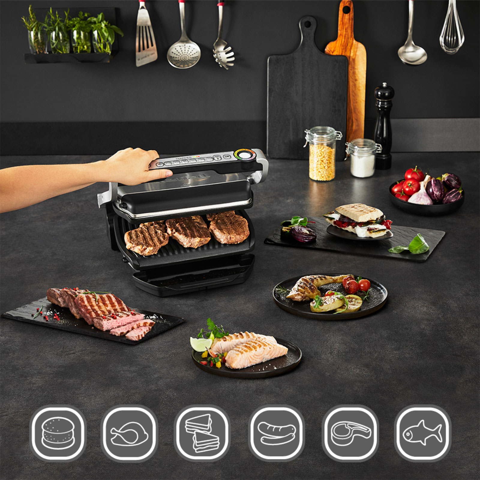 Tefal GC714D OPTIGRILL + BAKING SILBER