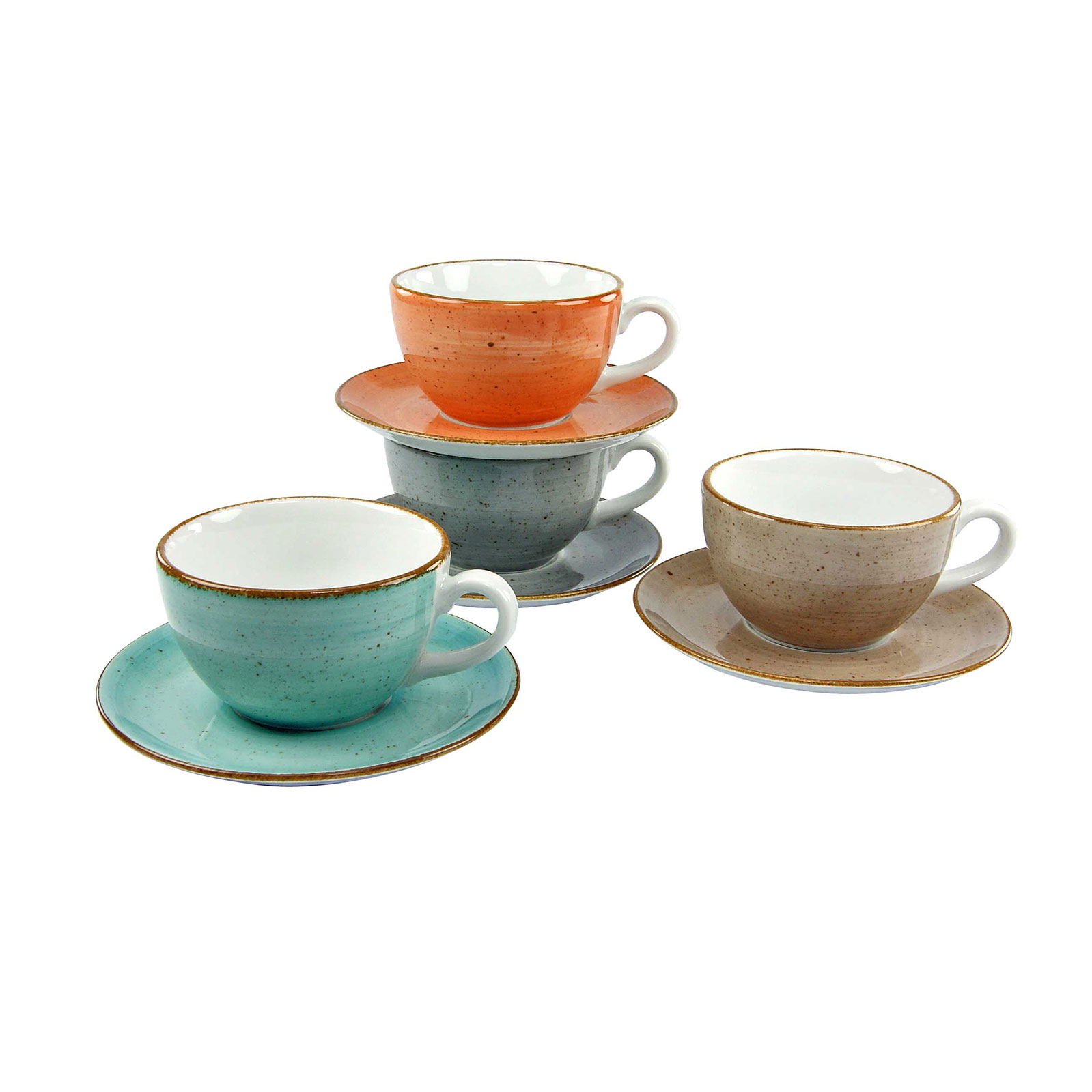 CreaTable, 17726, Serie Vintage Nature, Geschirrset 4er- Cappuccino Set 8 teilig