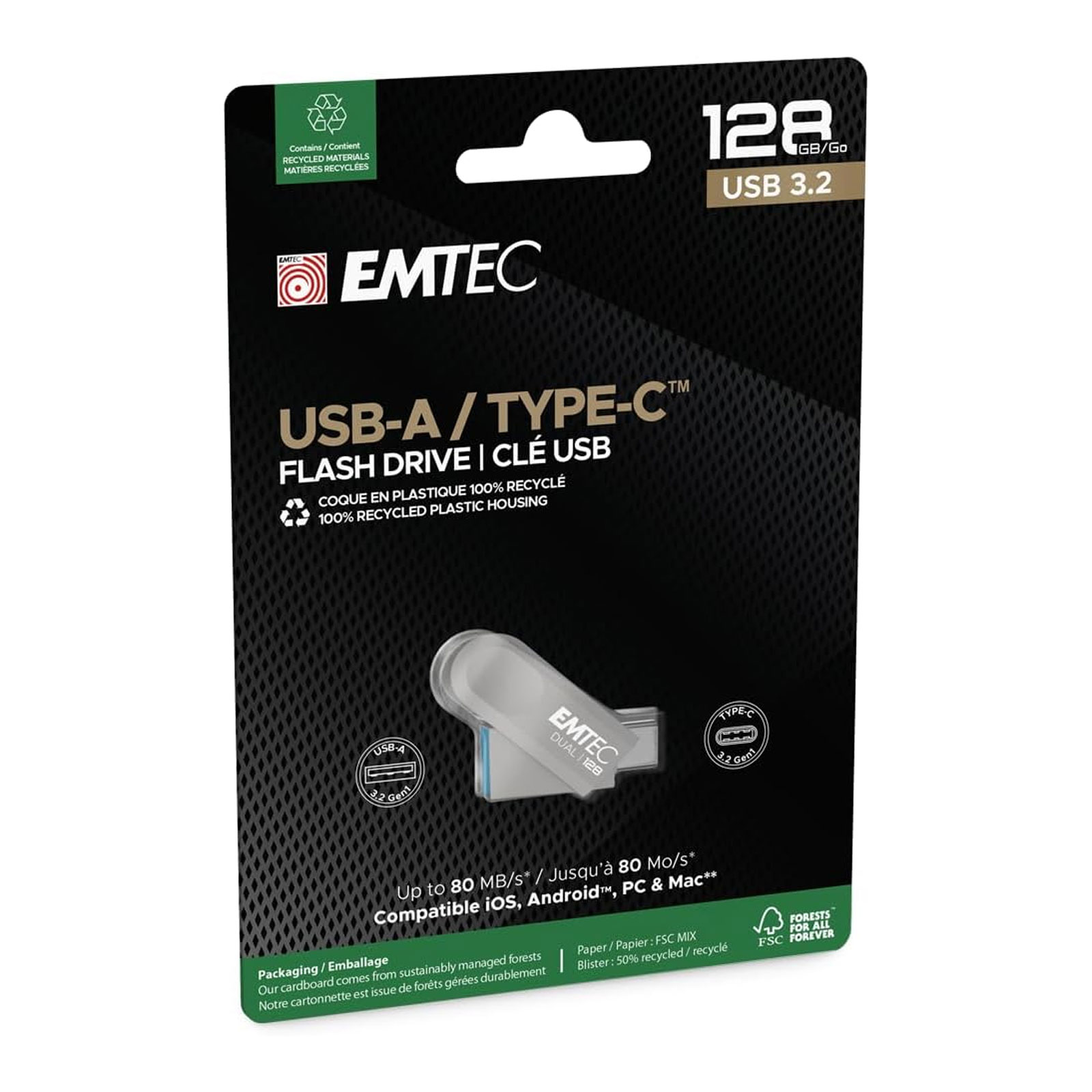Emtec USB3.2 Typ-C Dual D280, 128 GB