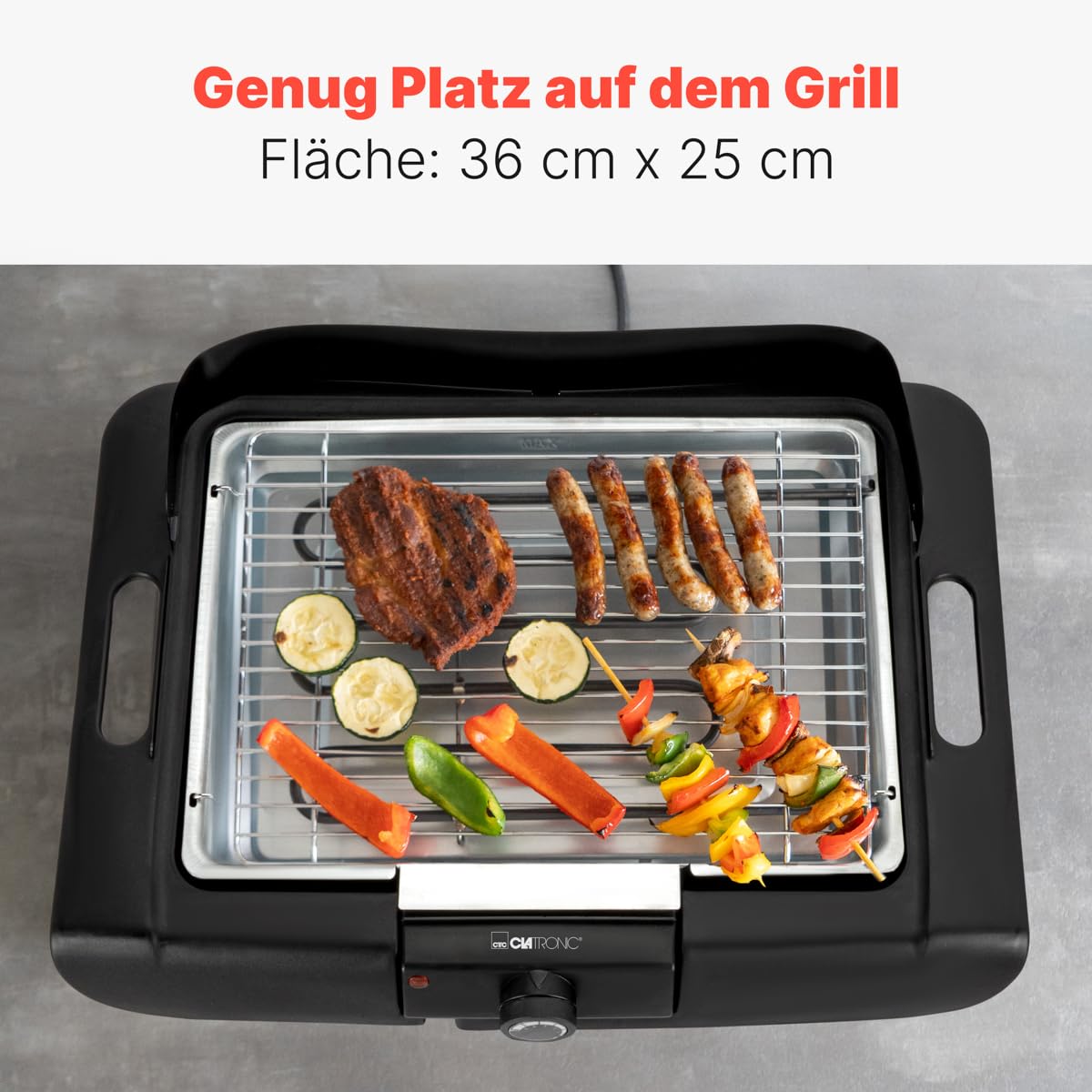 Clatronic® Stand- und Tischgrill | für innen und außen, BQS 3842