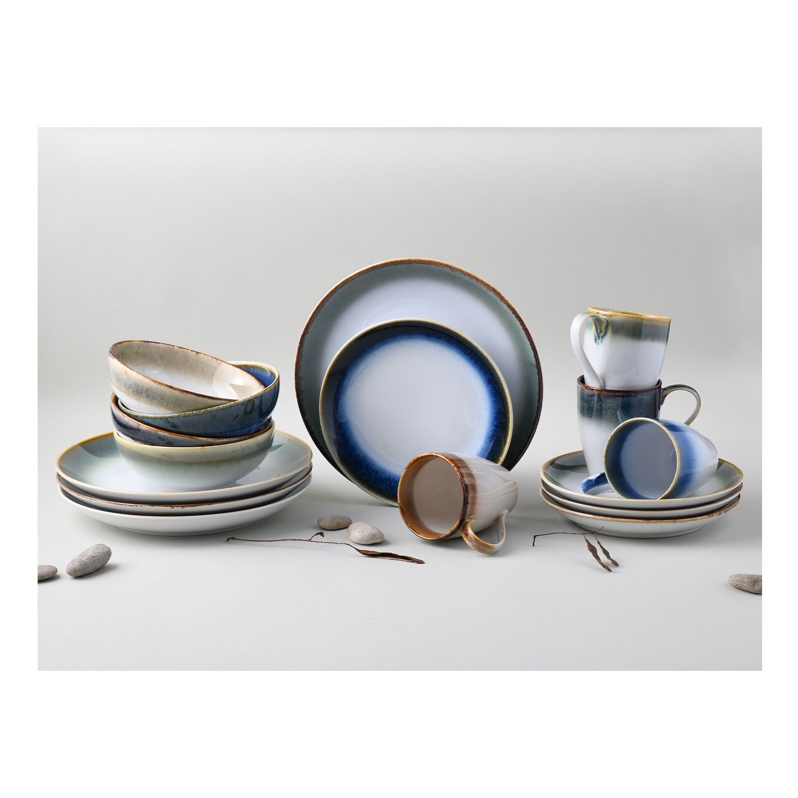 CreaTable, 23864, Serie Cascade Farbmix, Geschirrset, Kombiservice 16 teilig