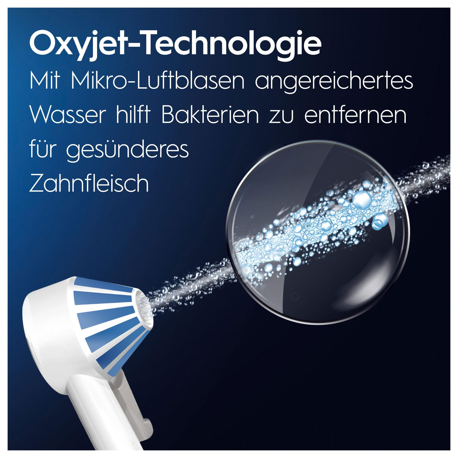 Oral-B Munddusche Oxyjet (Oxyjet-Technologie, 5 Wasserdruck-Stufen, 4 Wasserstrahle, perfekt für Zahnspangen und Implantate