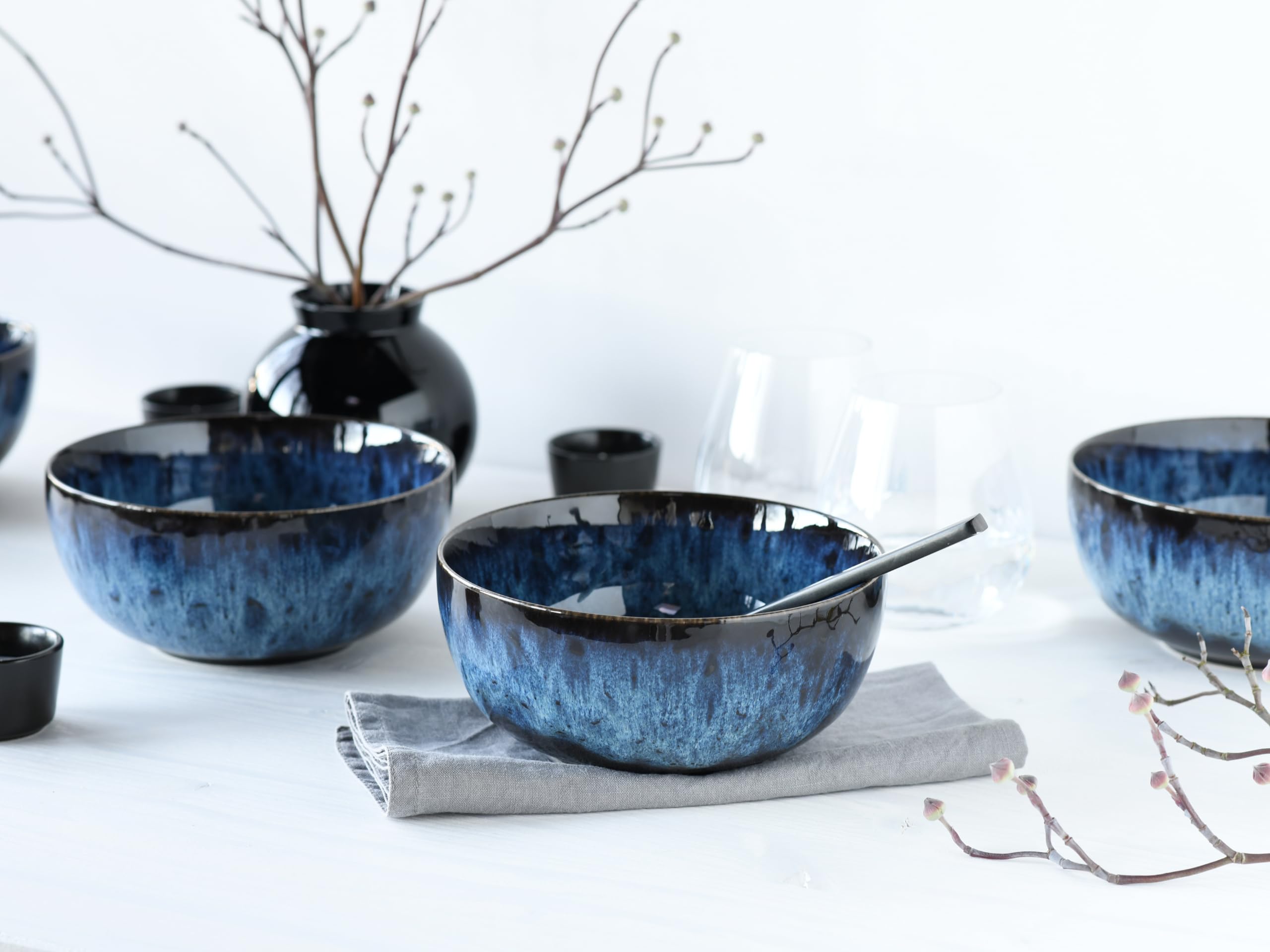 CreaTable, 21910, Serie Allround Magic Blue, 4-teiliges Geschirrset für 4 Personen