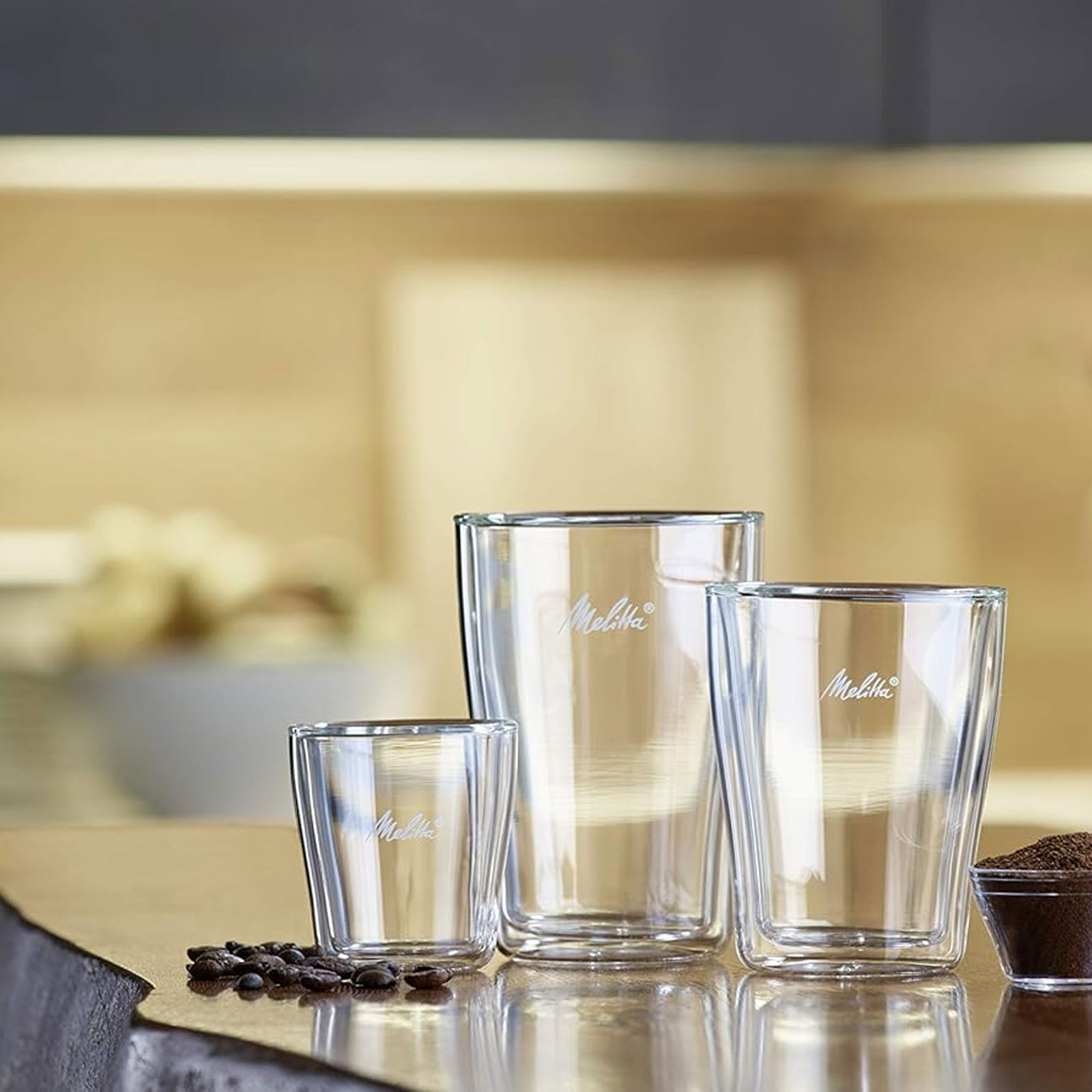Melitta Pure Silver E950-766 Kaffeevollautomat inklusive Melitta BELLACREMA® LA CREMA und Melitta doppelwandige Espresso-Gläser