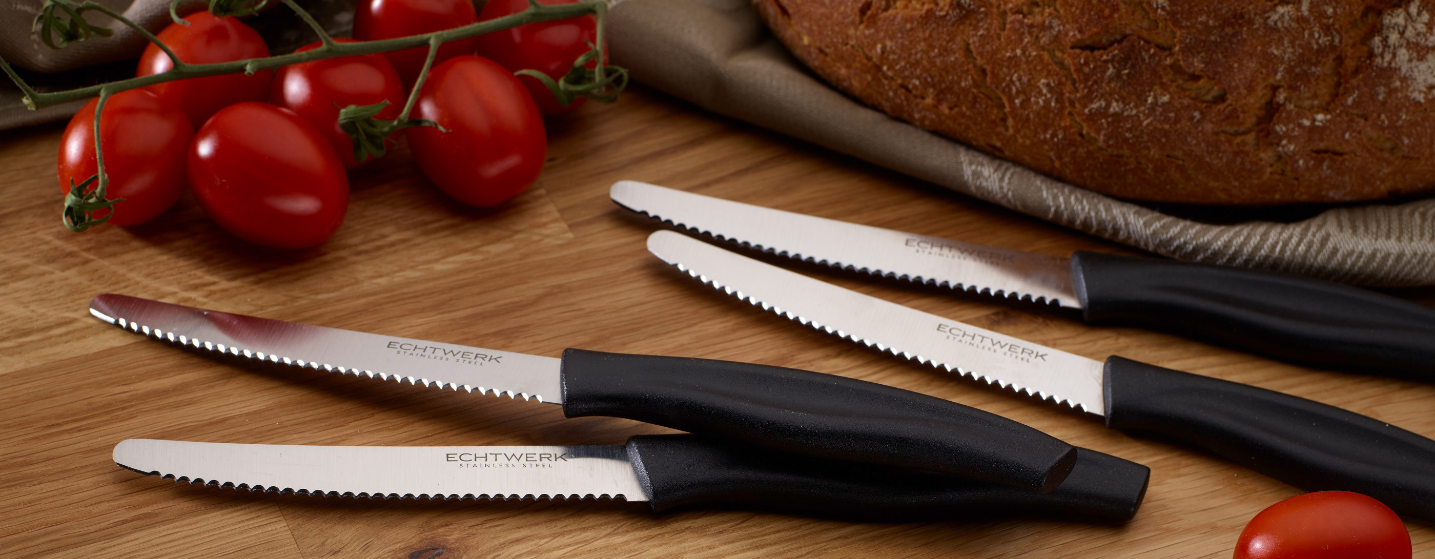 Echtwerk Brötchenmesser/ Frühstücksmesser 6 Stk. Edelstahl Wellenschliff