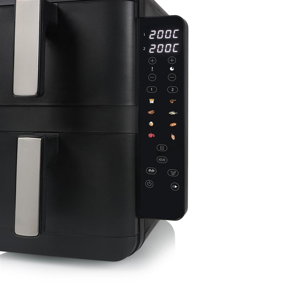 Tristar FR-907 Doppel-Heißluftfritteuse mit vertikaler Luft, 9 l, 2 Zonen, 2400 W