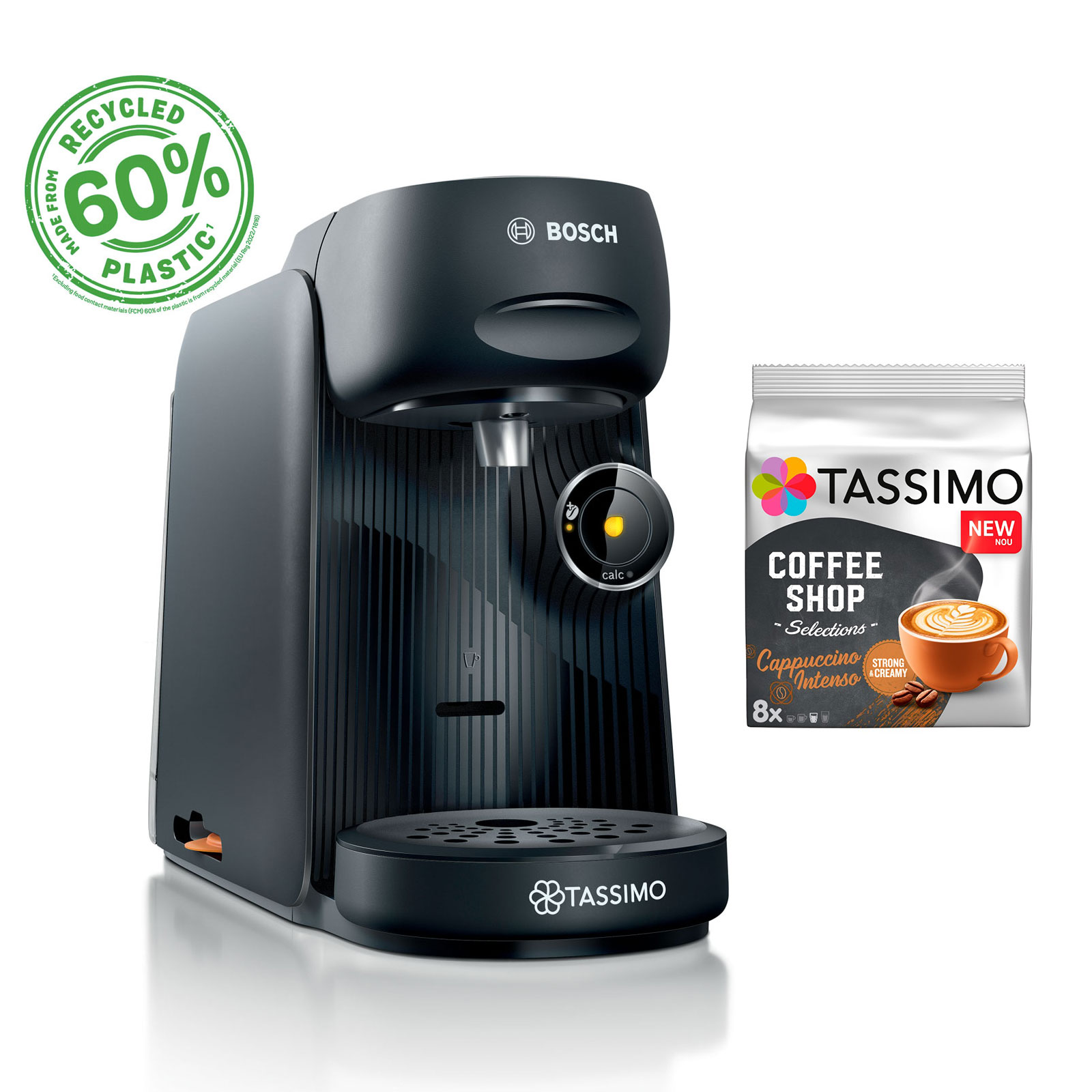Bosch TAS16xx TASSIMO Multi-Getränke-Autom. FINESSE inkl. TASSIMO Kapseln Cappuccino Intenso