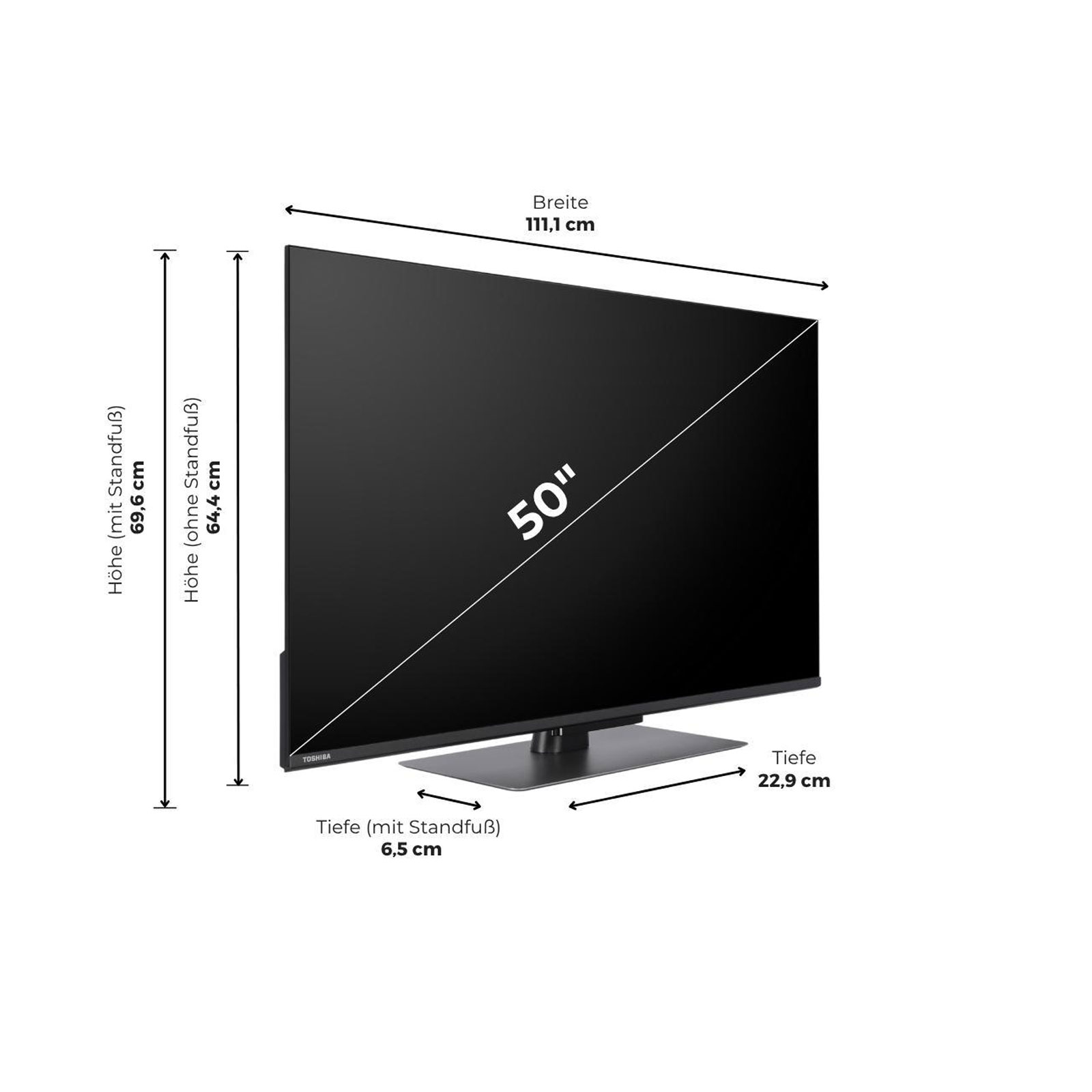 TOSHIBA 50UV6F68DA LED TV (50 Zoll (126 cm), 4K UHD, HDR, Smart TV, Sprachsteuerung (Alexa), Dolby Atmos, VIDAA)