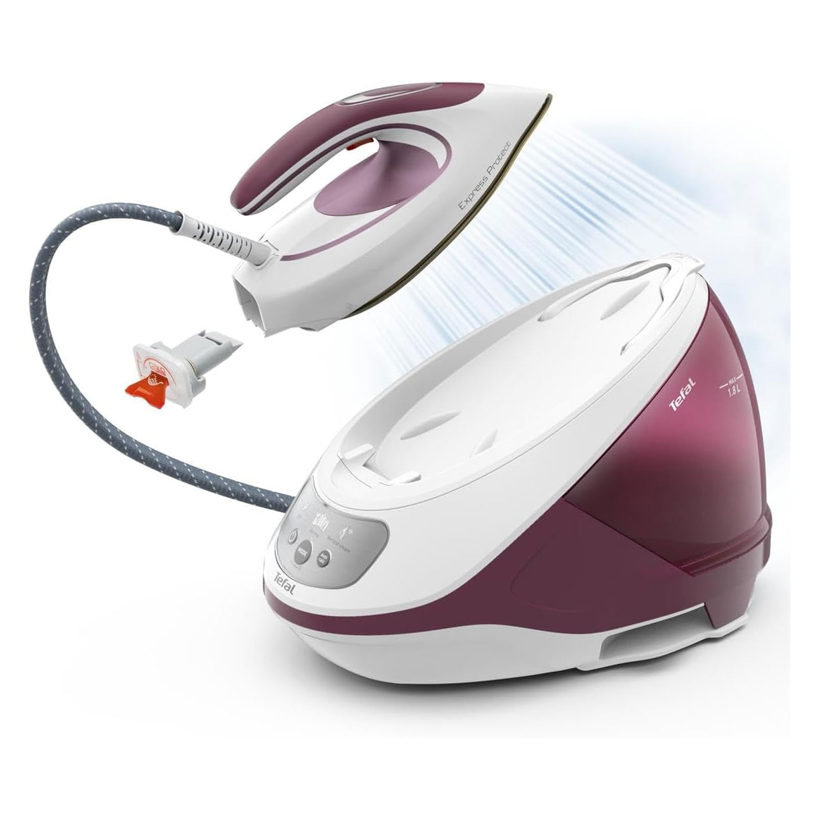 TEFAL SV9201 Express Protect Dampfbügelstation (2.800 Watt, Durilium Airglide Bügelsohle, 7,5 Bar Pumpendruck, 1,8 l Wassertank, Tropfstopp, Eco Funktion)