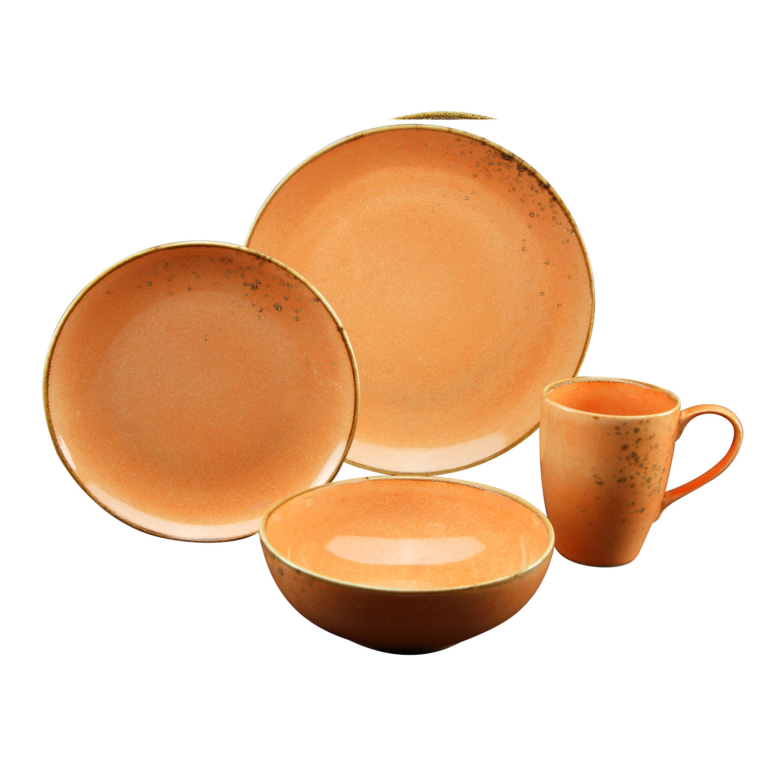 CreaTable, 19990, Serie NATURE COLLECTION Mediterran, Geschirrset Single Set 4 teilig Orange
