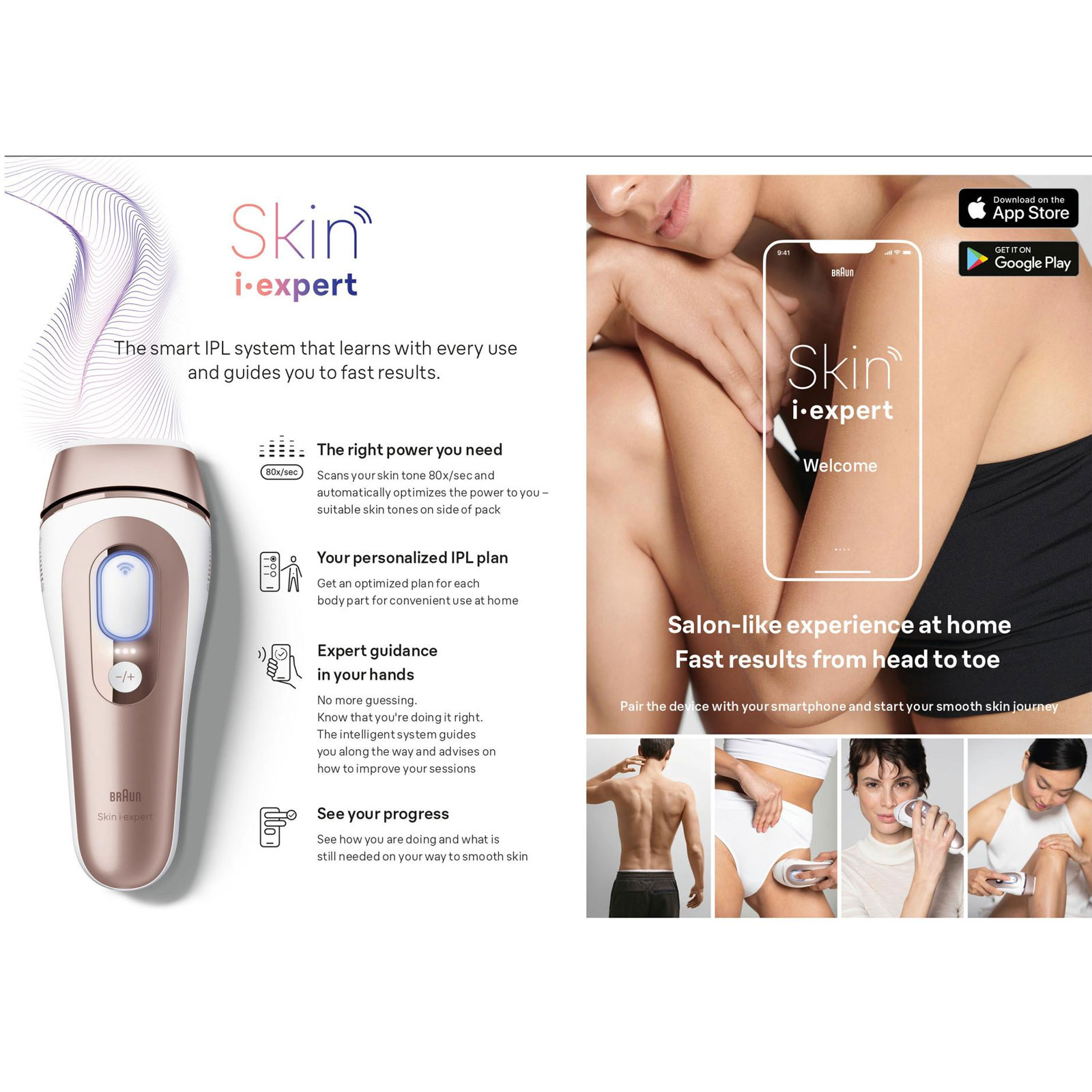 BRAUN IPL Haarentferner IPL Skin i·expert PL7253 mit gratis App und 3 Aufsätzen