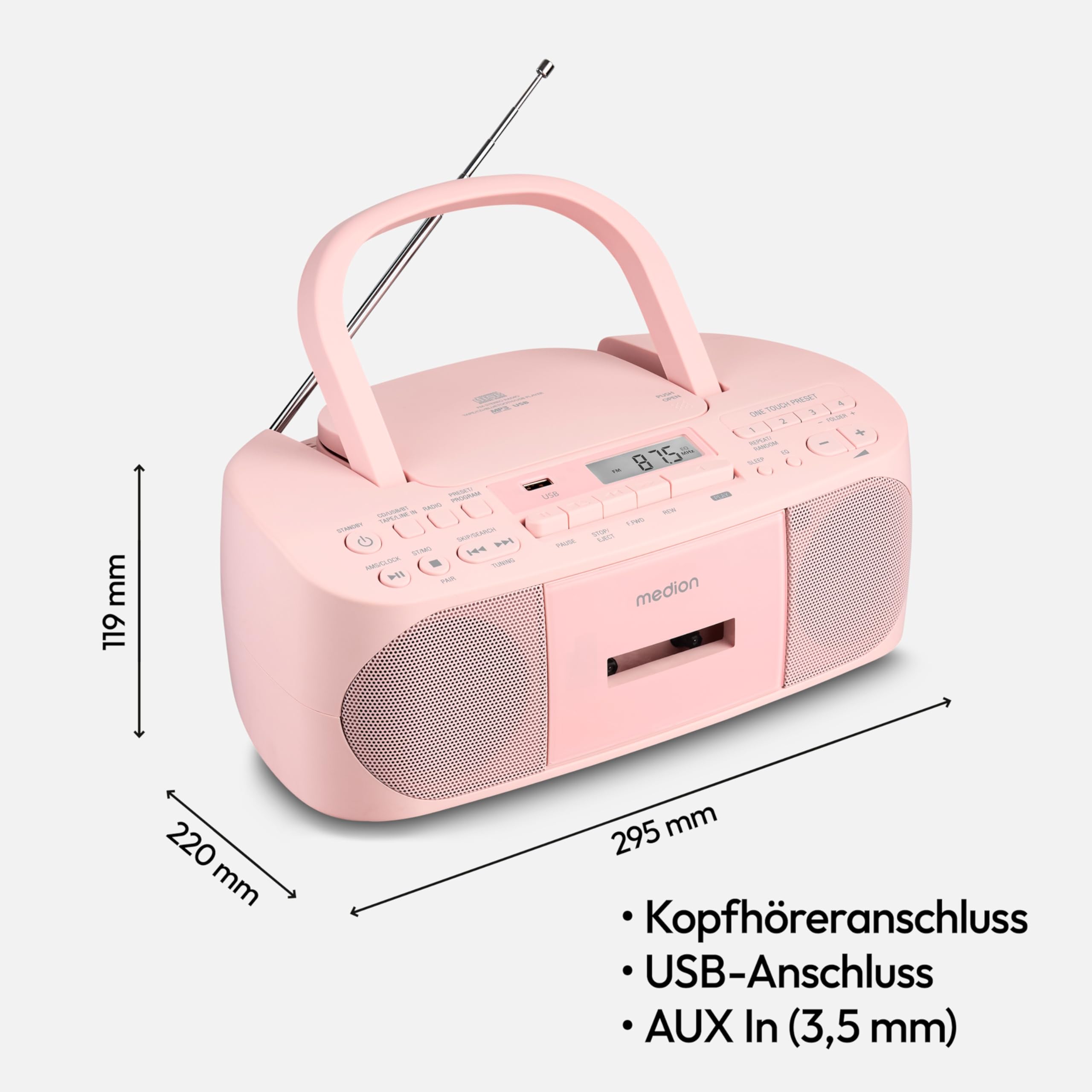 Medion LIFE E65010 Boombox Radiorekorder USB mit CD-Spieler und Kassettendeck