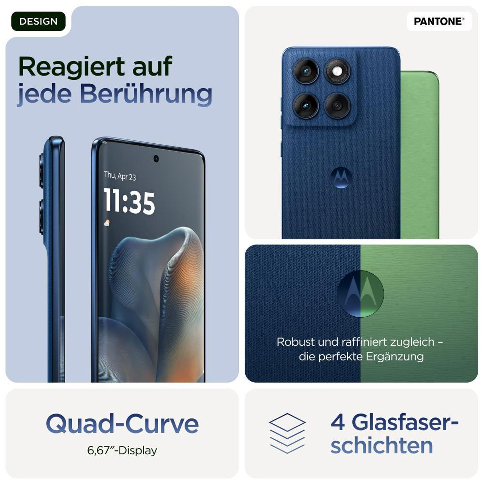 Motorola edge 60 12GB + 512GB PANTONE Gibraltar Sea Smartphone (6,67 Zoll, 50 MP, Triple-Kamera, Octa-Core, Fingerabdrucksensor, Gesichtserkennung, blau)