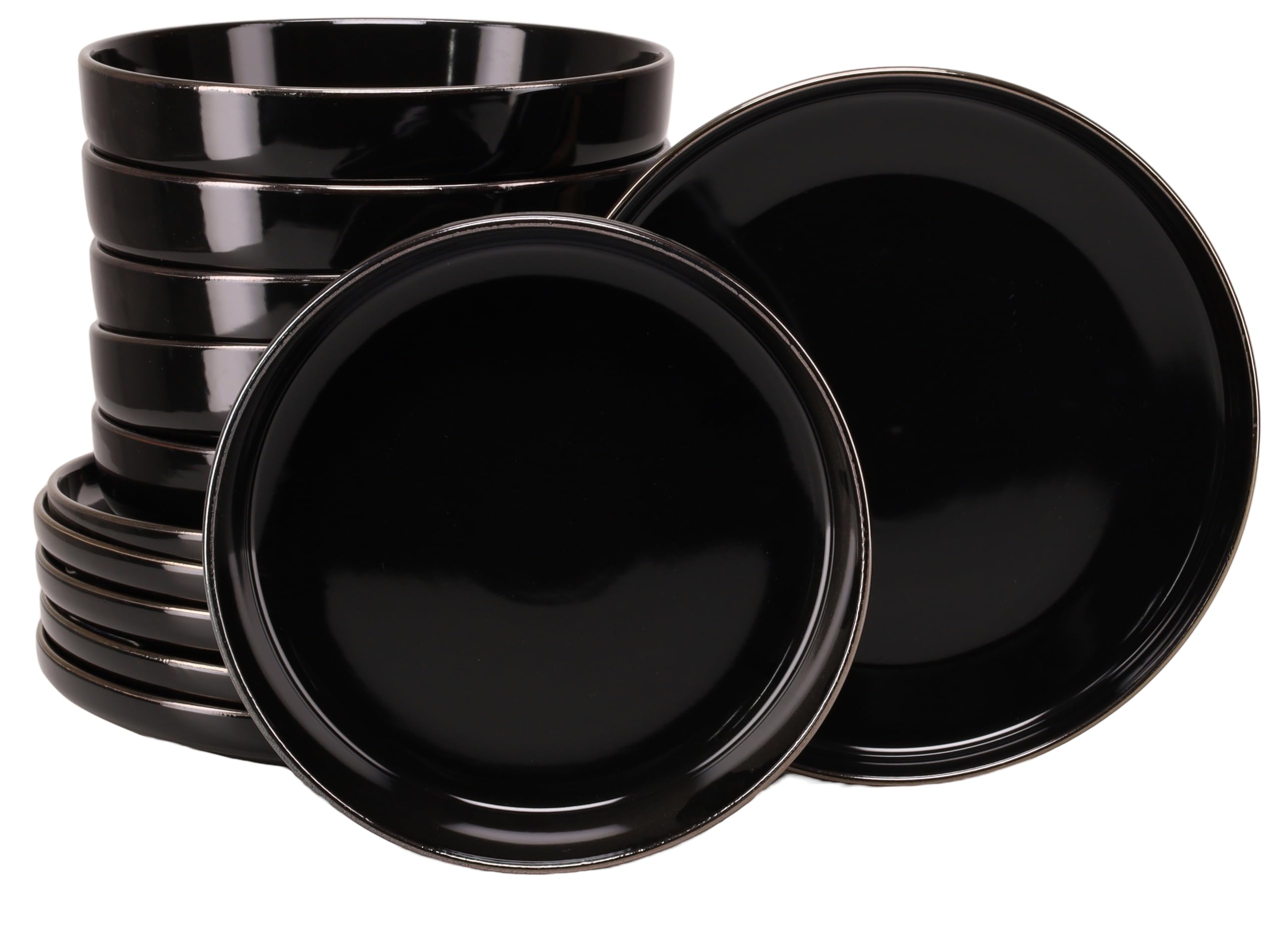 CreaTable 24785 Tafelservice Serie Nordic Festive Schwarz 12-tlg. 6 Personen
