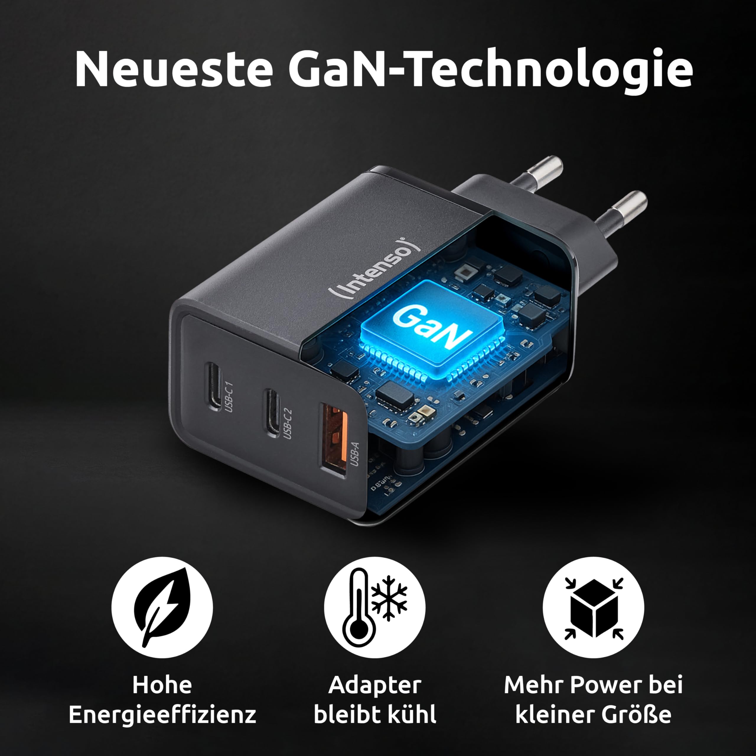 Intenso Power Adapter W65ACC GaN, 65W, Super schnelles Laden