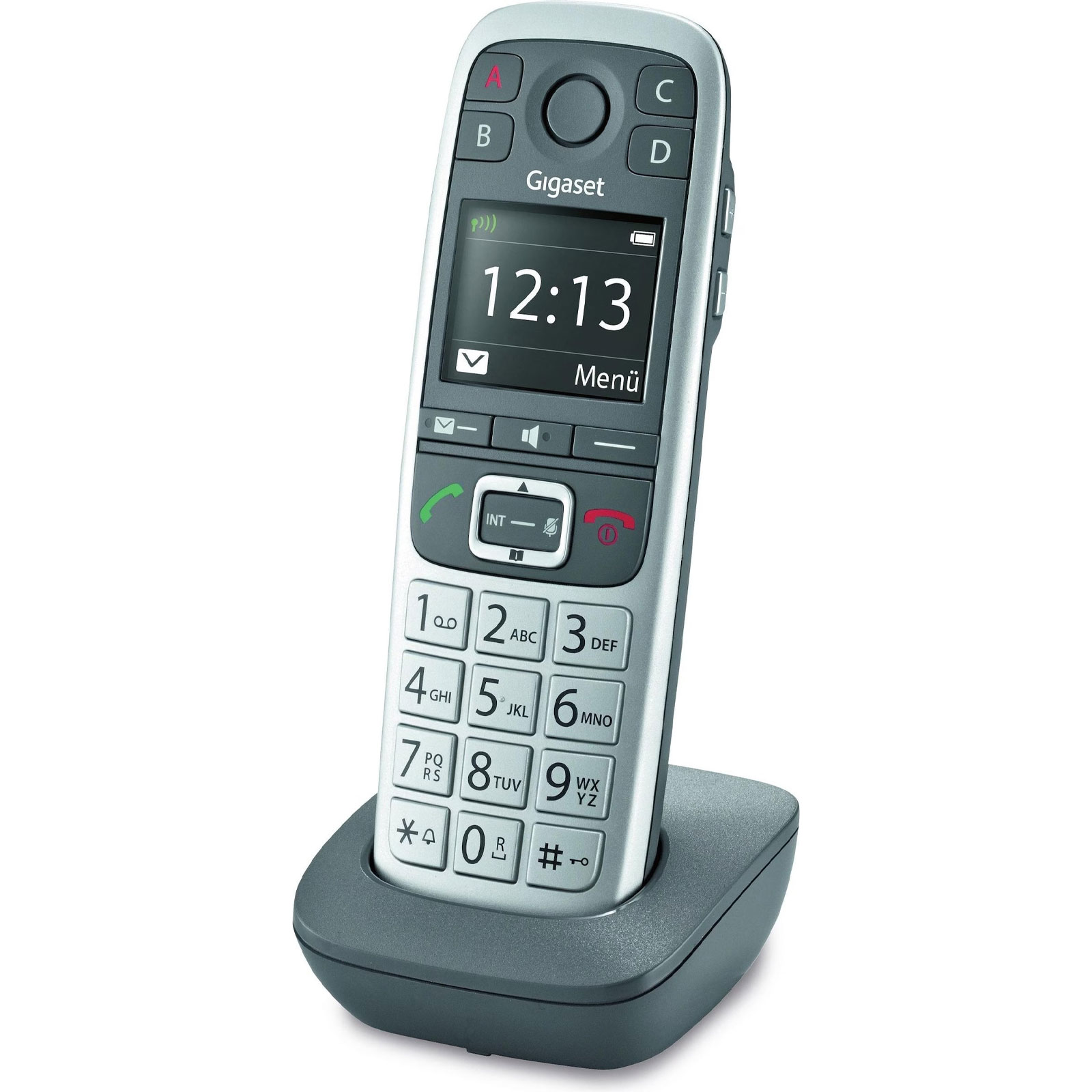Gigaset E 560 HX platin Premium-Großtastentelefon  (DECT) - große Ziffernanzeige