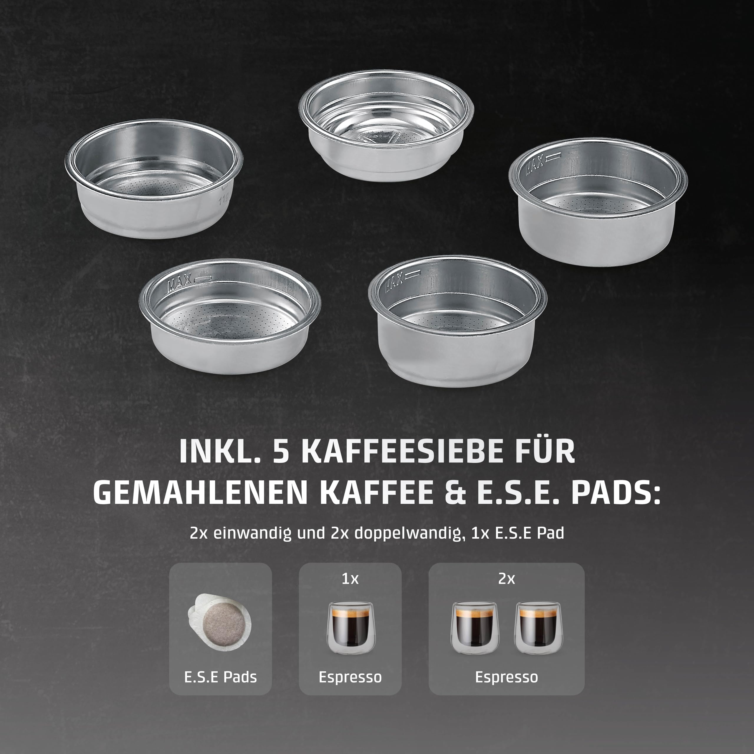 Caso 1821 Espresso Gourmet Siebträger-Espressomaschine