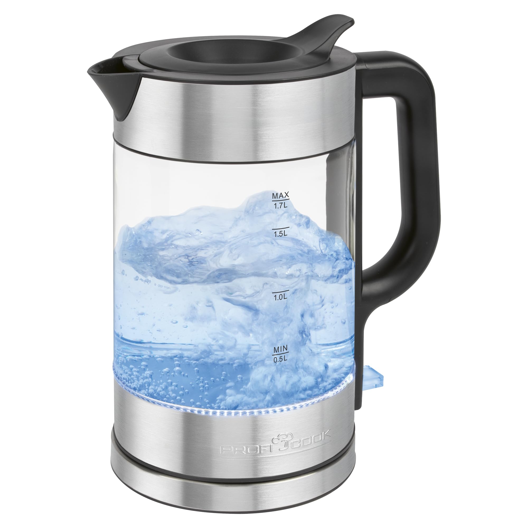 ProfiCook® Wasserkocher Glas | 1,7L | 2200W | beleuchtet | Einhandbedienung