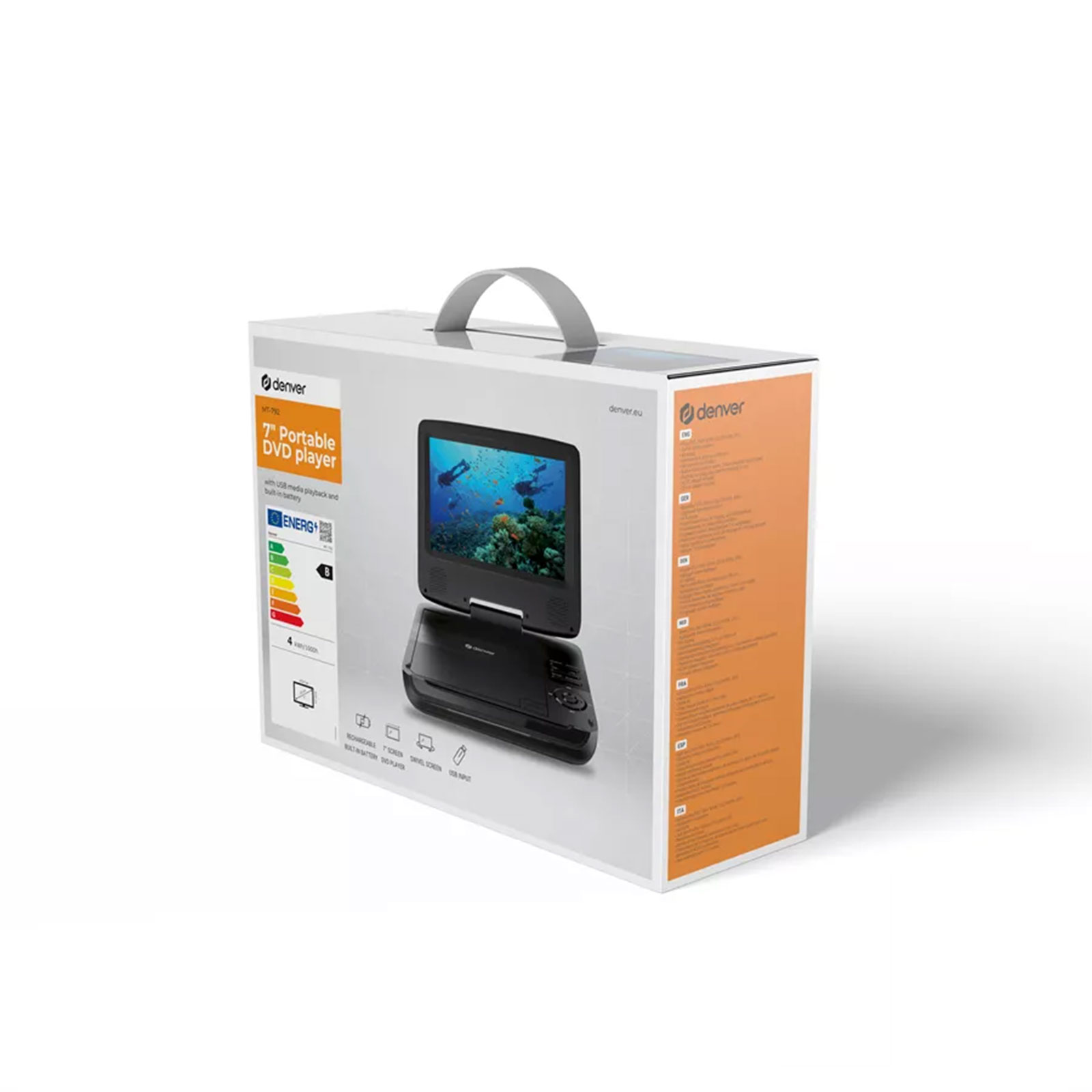 Denver MT-792 Tragbarer DVD-Player 17.78cm 7 Zoll EEK: B (A - G) Akkubetrieb