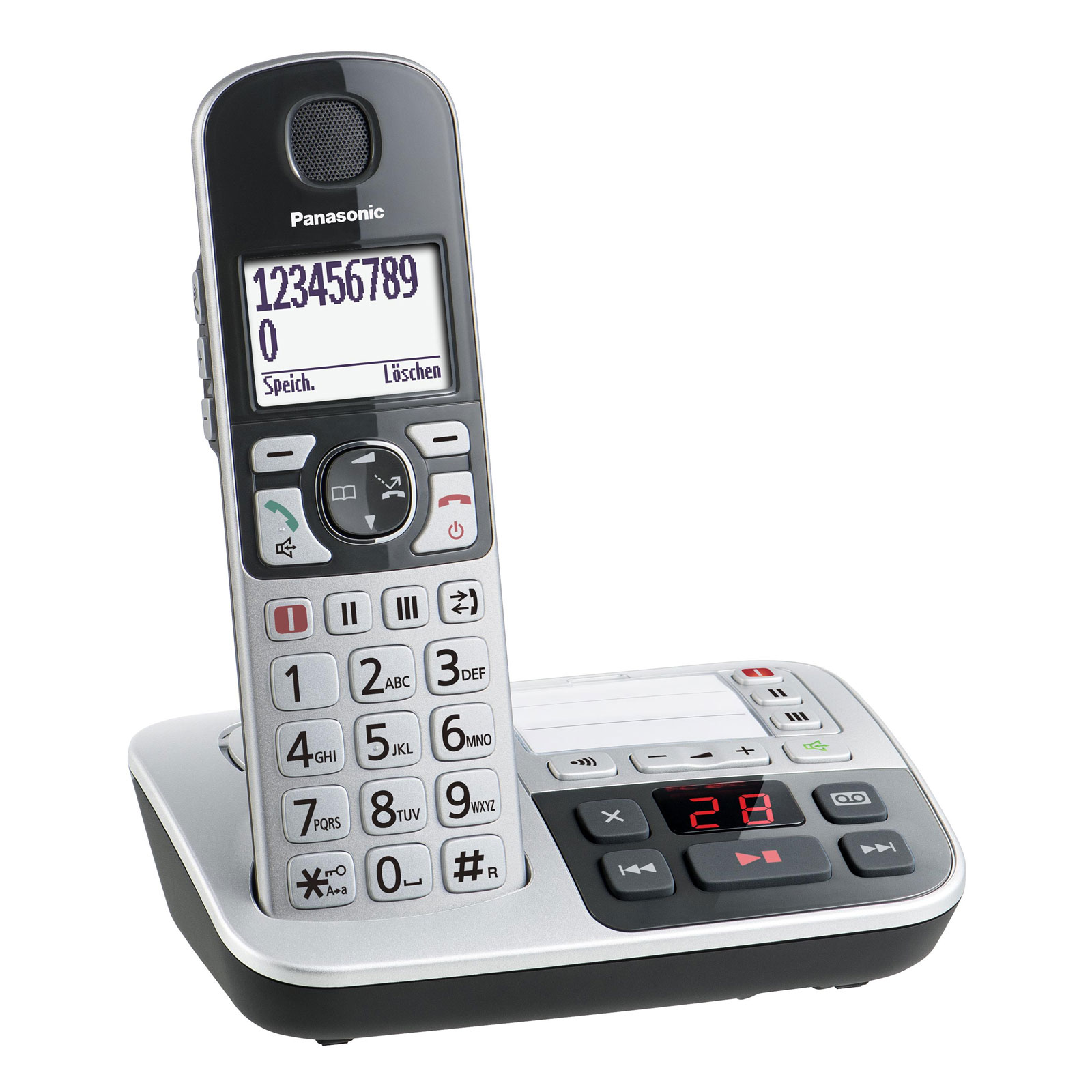 Panasonic KX-TGE520GS DECT Seniorentelefon mit Notruf und Anrufbeantworter