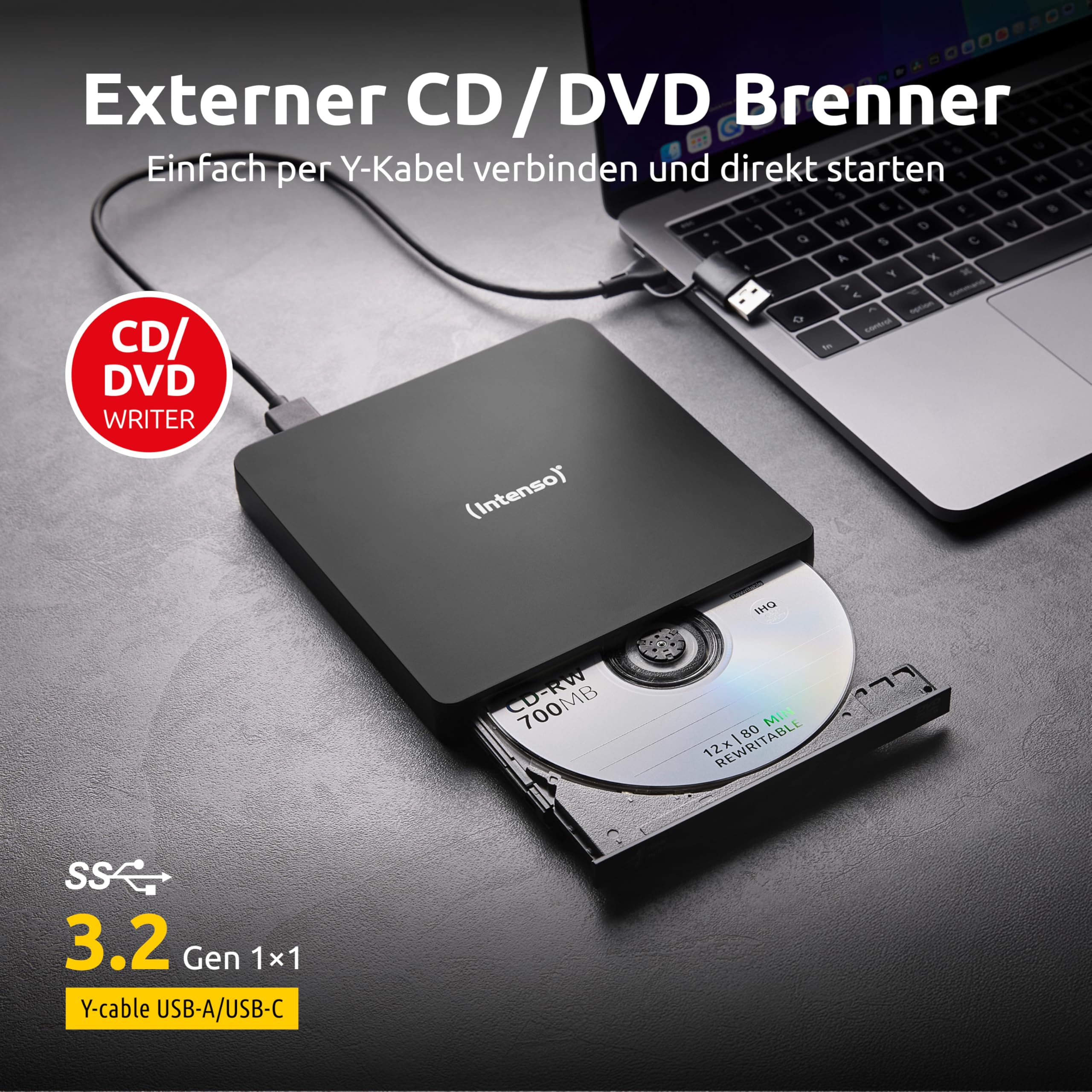 Intenso EOD 400D Slim externer CD/DVD-Brenner, Schwarz