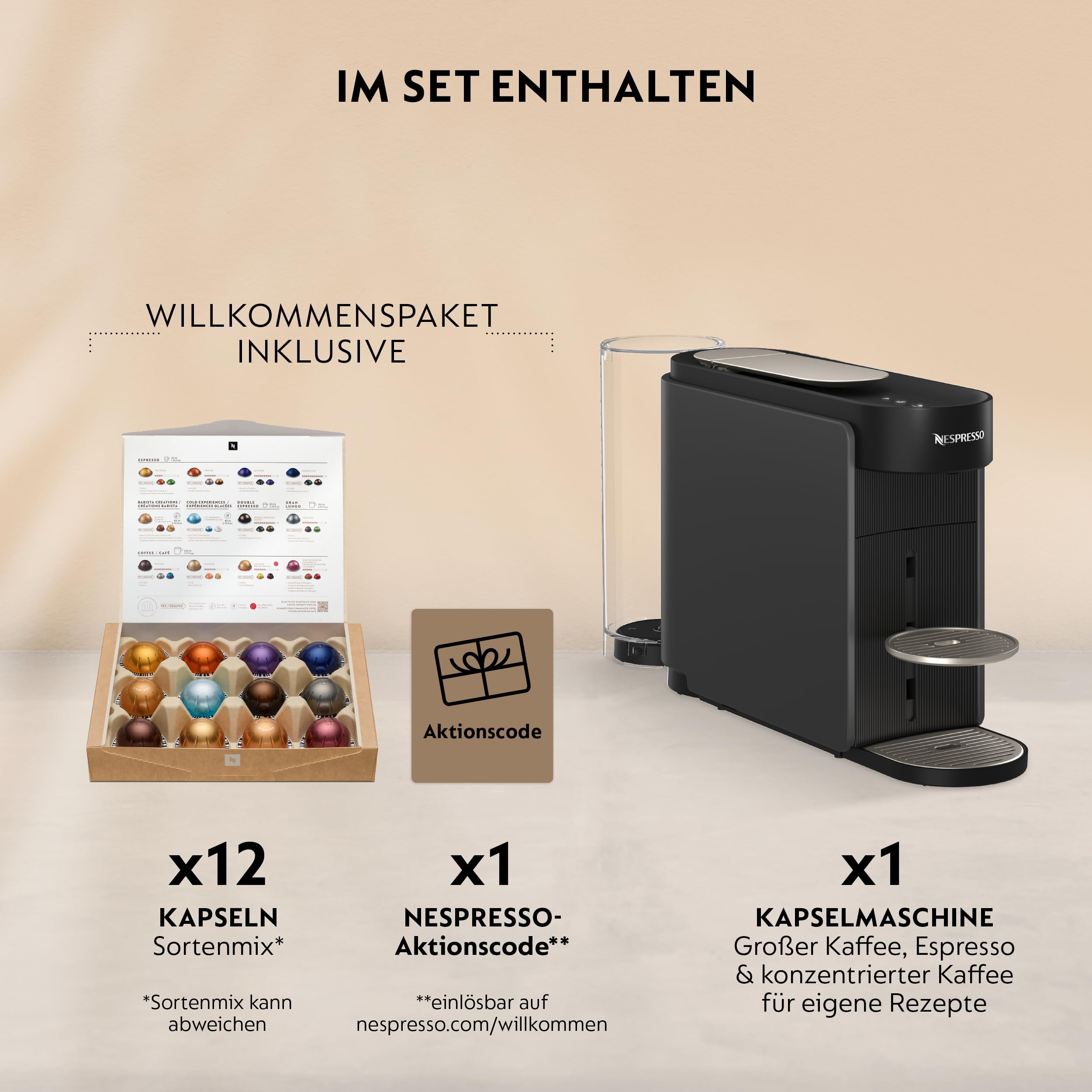 Nespresso  DeLonghi Vertuo Up ENV200.GY inkl. Aeroccino 3 Milchaufschäumer
