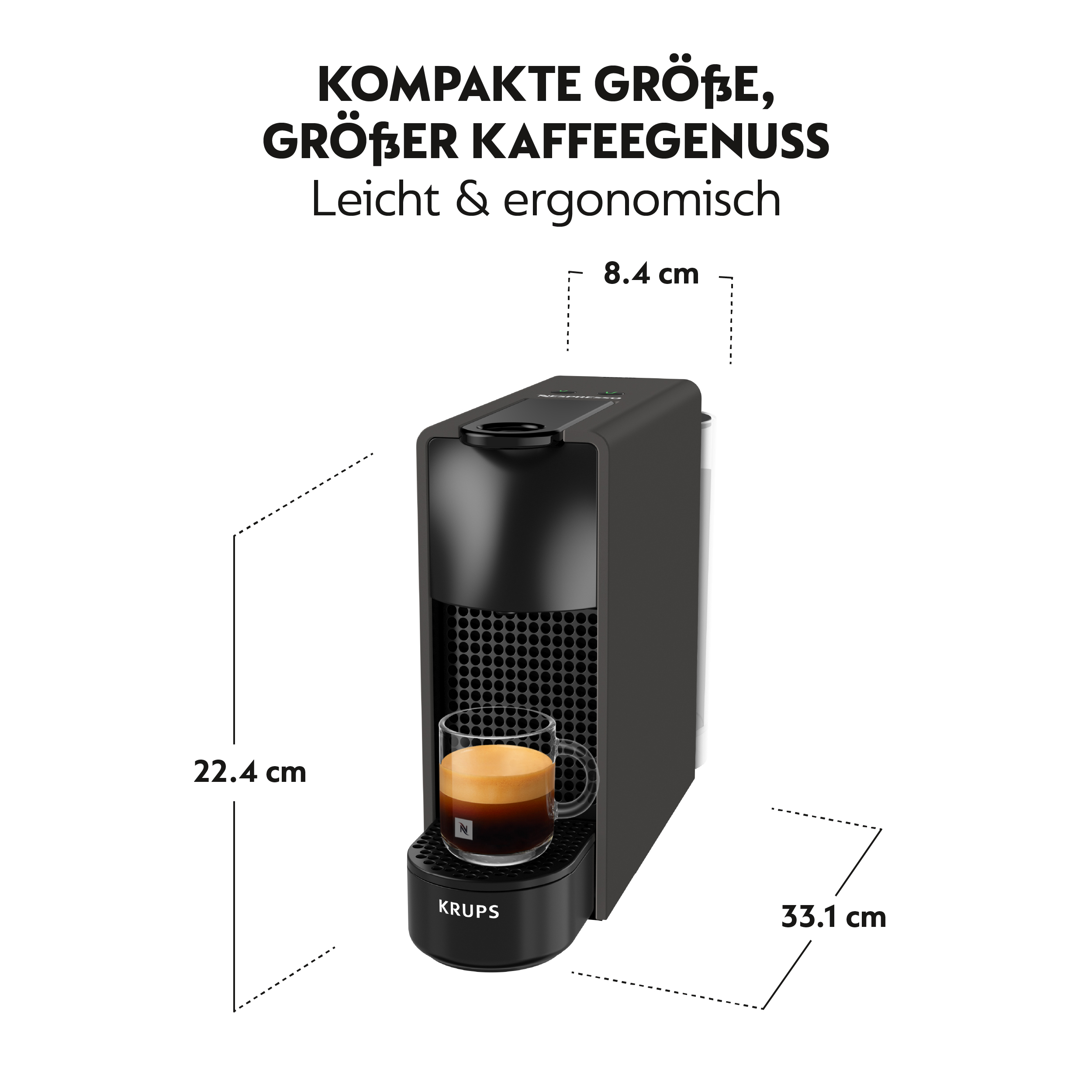 Krups Essenza Mini Nespresso Kaffeekapselmaschine XN110NF0 - Matte Black