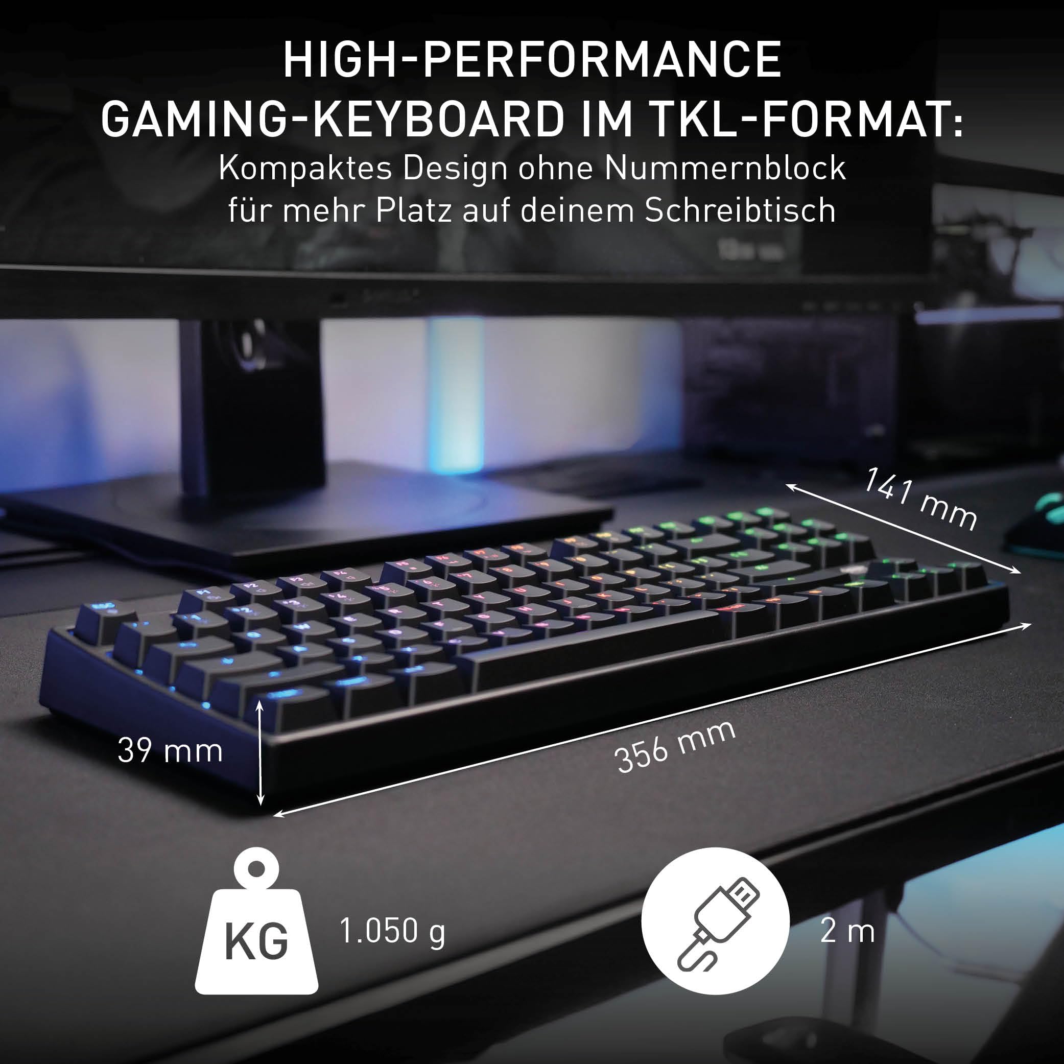 CHERRY XTRFY K4V2 TKL, Kabelgebundene Gaming-Tastatur ohne Nummernblock