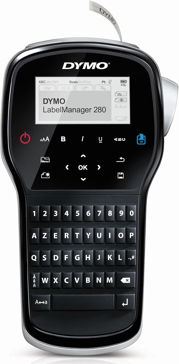 Dymo LabelManager 280 6/9/12 mm D1-Bänder AZERTY Etikettendrucker