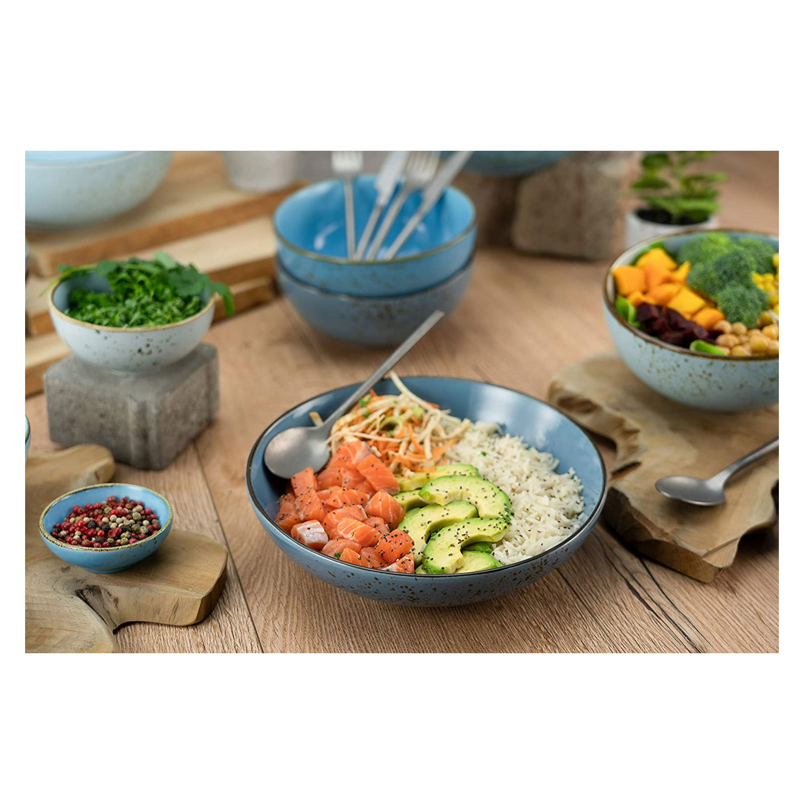 CreaTable, 23430, Serie Nature Collection Aqua - Smoothibowl, Geschirrset, Bowl-Set 4 teilig