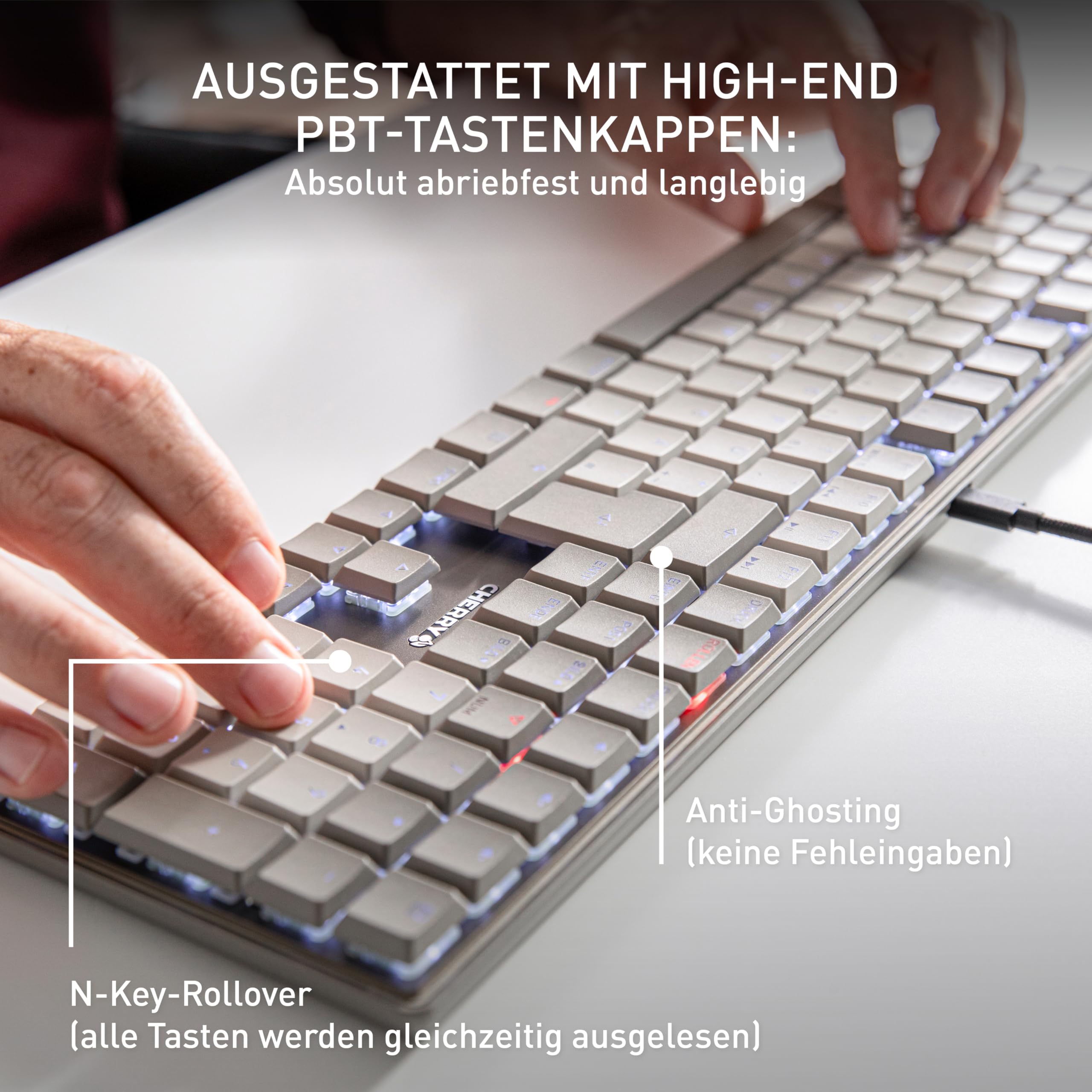 CHERRY KC 500 MX LP, Mechanische Low-Profile-Tastatur, Deutsches Layout (QWERTZ)