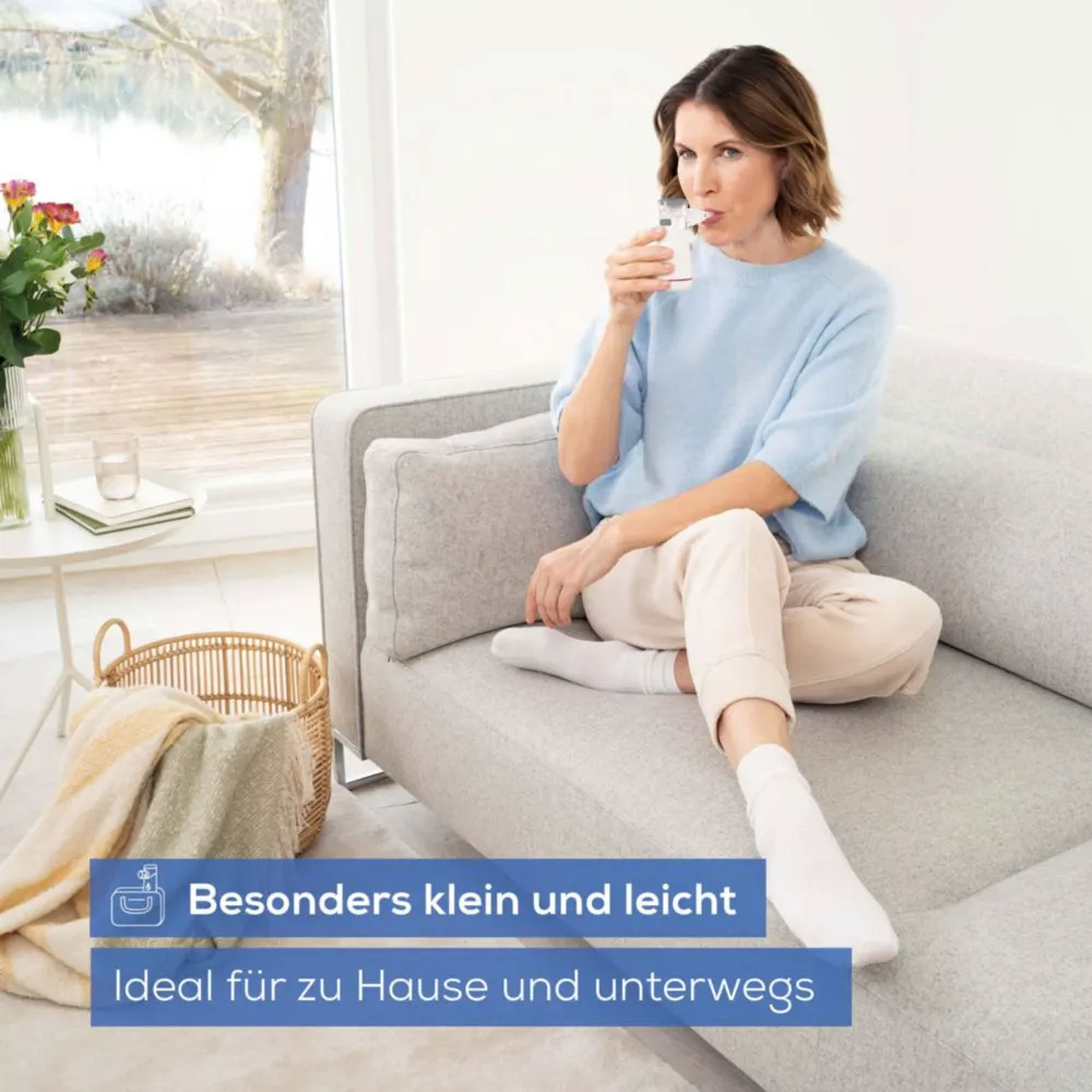 BEURER IH 47 Inhaliergerät (Zur Behandlung der oberen und unteren Atemwege, schnelle und effektive Inhalation, Partikelgröße (MMAD): 3,43 µm, hohe Verneblungsleistung, Mesh-Vernebler mit Medikamenten-Behälter, Mundstück, Erwachsenenmaske, K