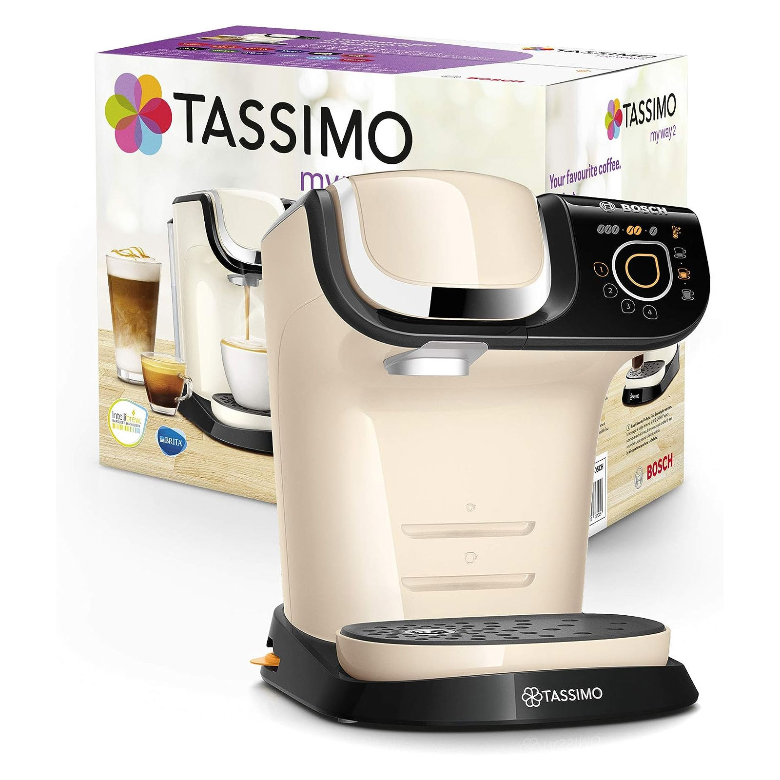 Bosch TAS6502 Tassimo Kapselmaschine + Jacobs Kaffeekapseln Latte Macchiato Vanille