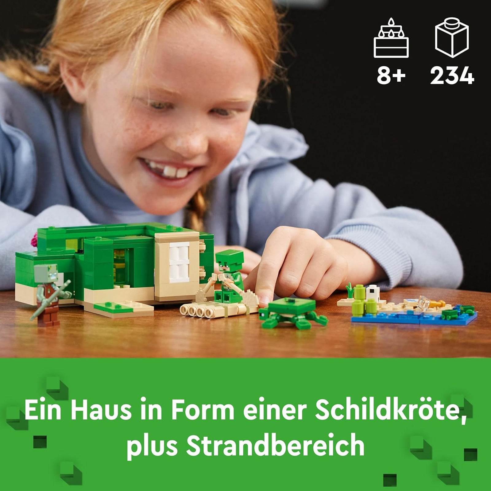 LEGO Minecraft Das Schildkrötenstrandhaus, Spielzeug-Haus mit Zubehör für Mädchen und Jungen ab 8 Jahren