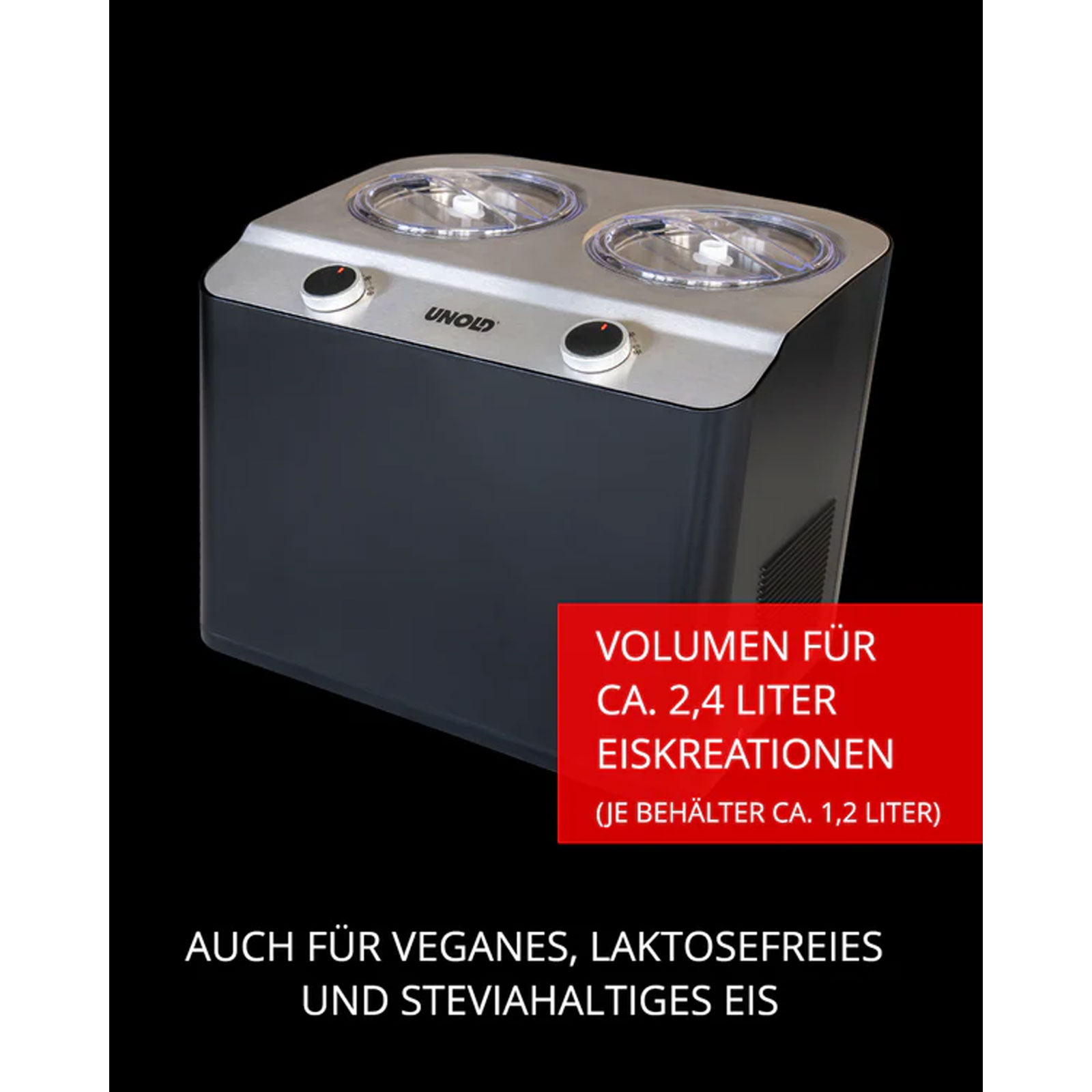 UNOLD Eismaschine 48835 Doppio Nero Doppel-Eismaschine