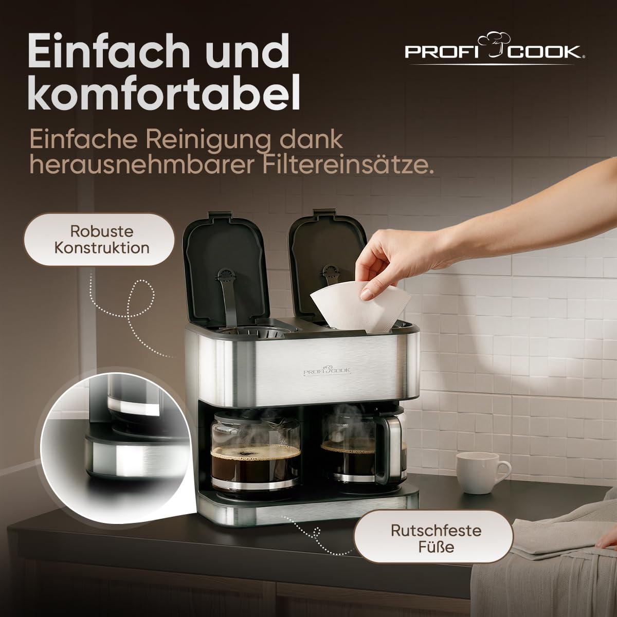 PROFICOOK PC-KAD 1308 Edelstahl Filterkaffeemaschine