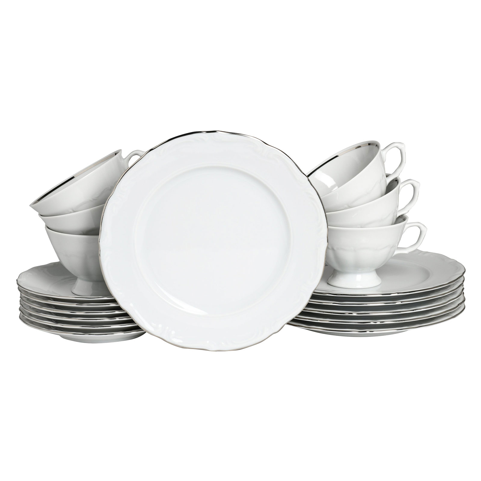CreaTable, 24322, Serie Maria Theresia Platin, Kaffeeservice 18-teilig 