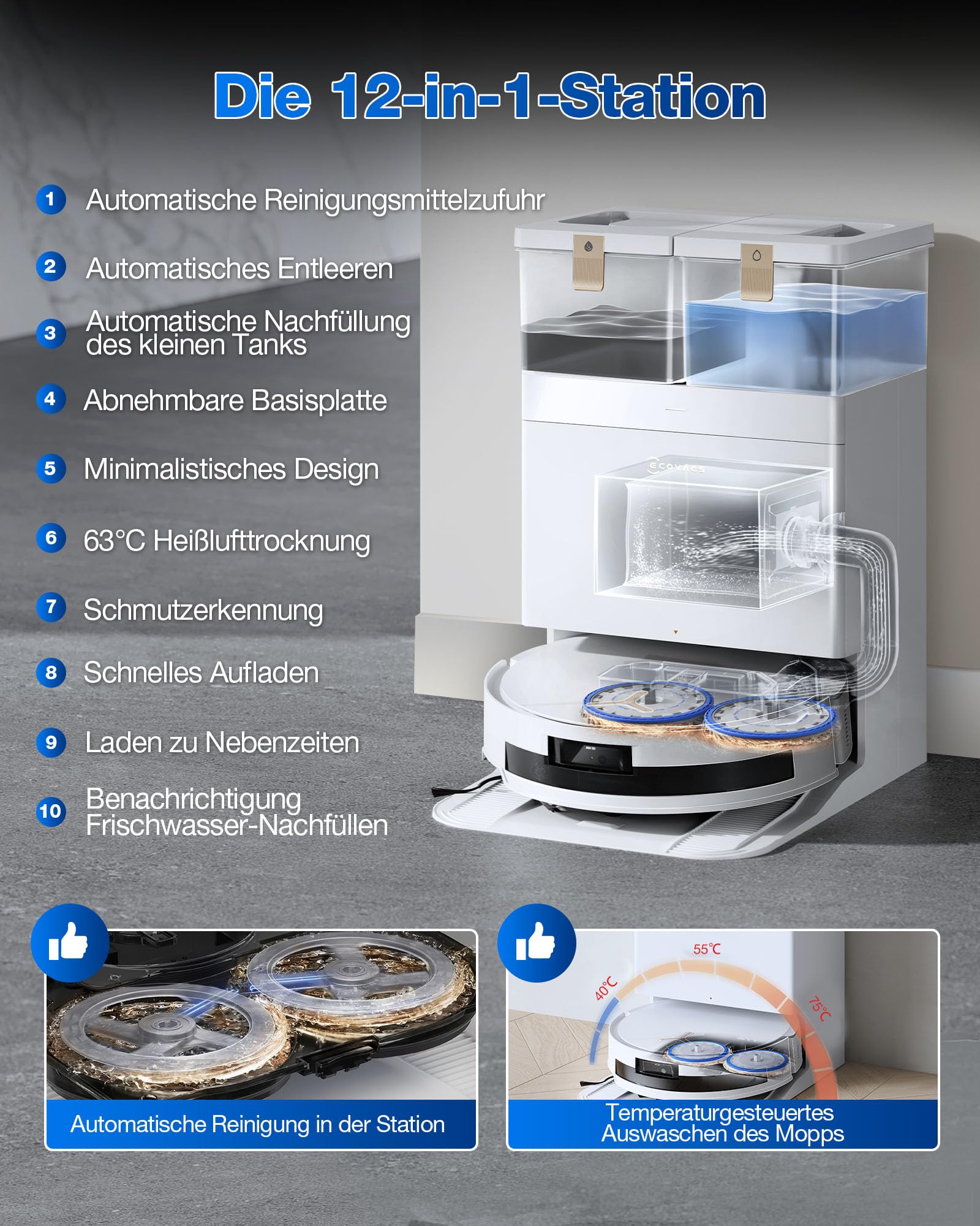 Ecovacs Deebot T50 Max Pro Omni Weiß