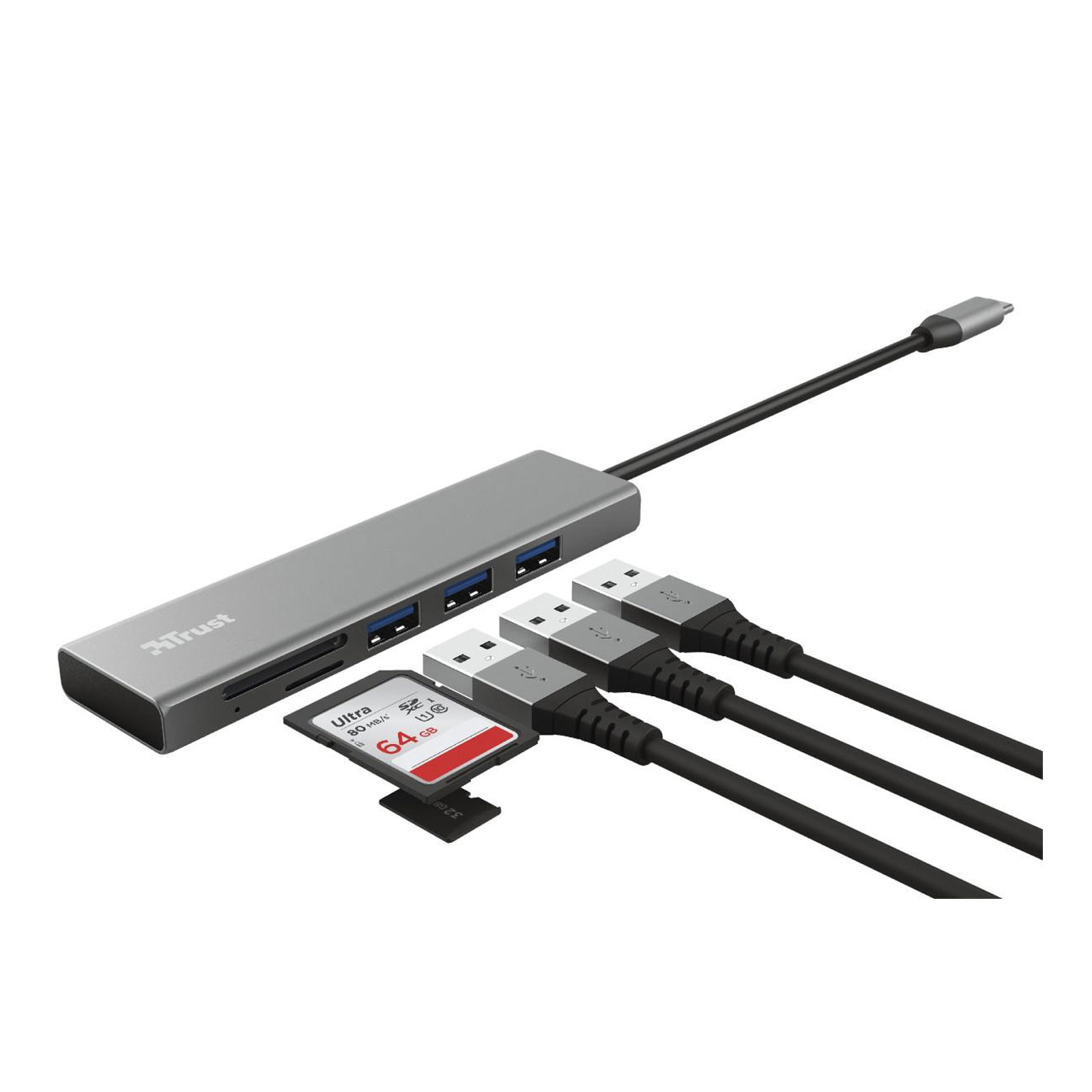 Trust Halyx Fast USB-C Hub Kartenlesegerät