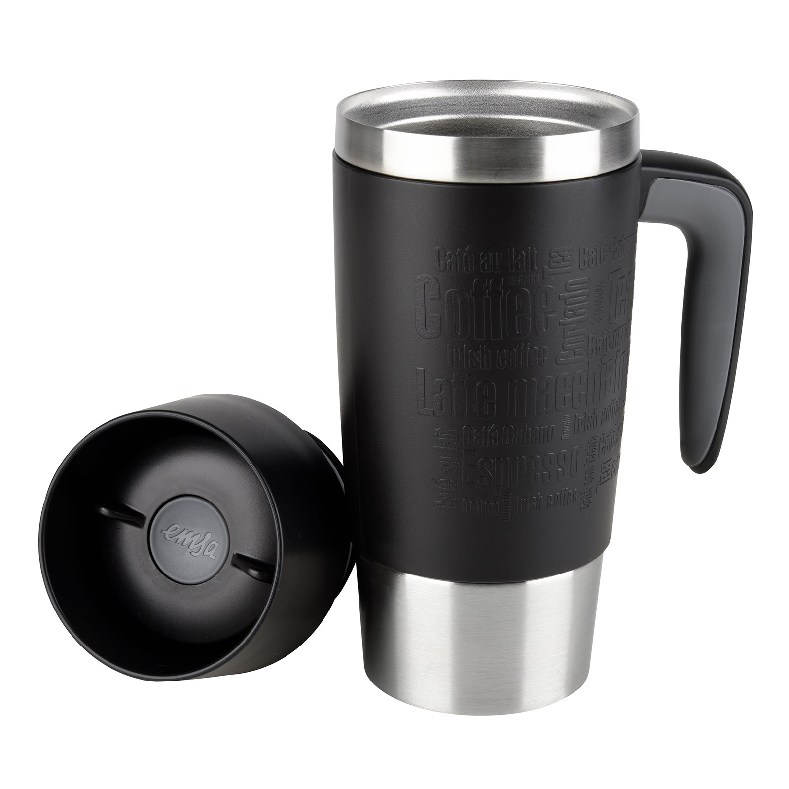 EMSA 514096 TRAVEVEL MUG Handle Isolierbecher 0,36 L schwarz