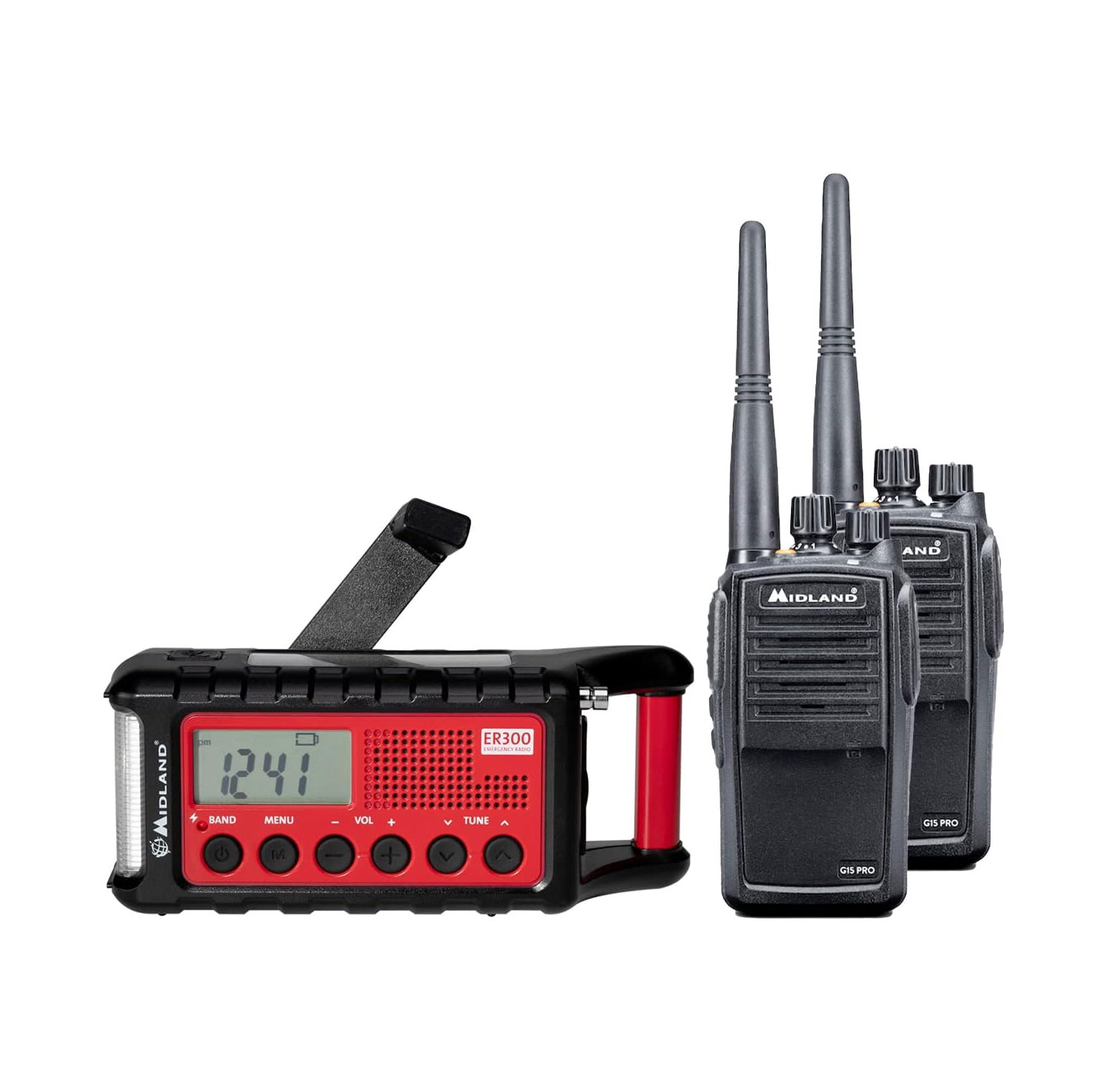 Albrecht PMR-Premium Notfallset bestehend aus ER 300 Radio und 2x Funkgeräte G15 Pro