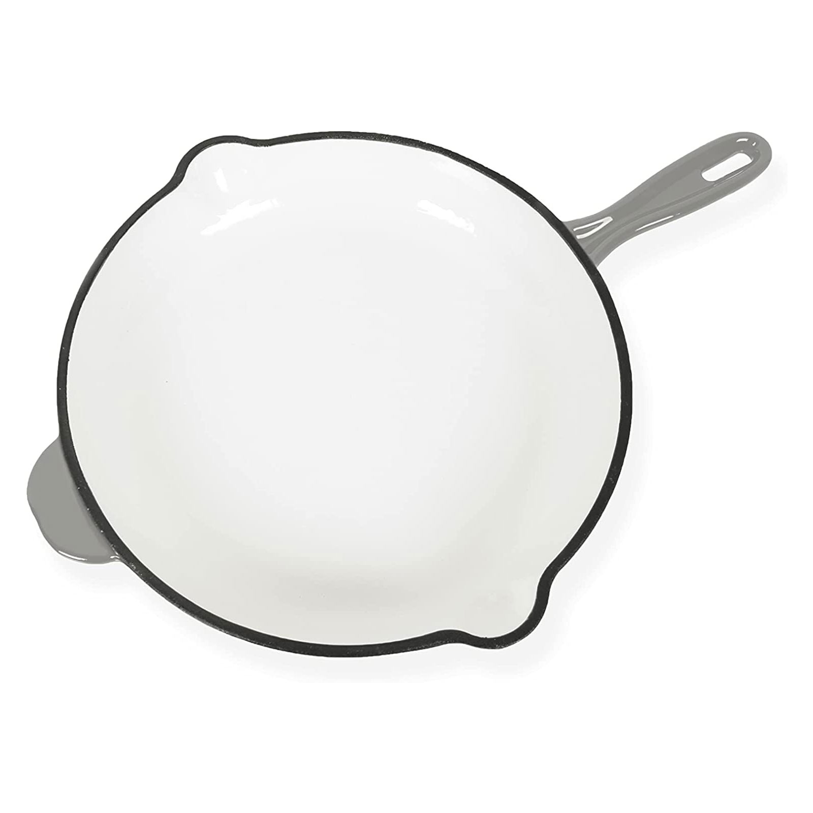 Echtwerk Bratpfanne Gusseisen Emaille-Beschichtung Gusseisenpfanne mit zwei Griffen Creme, Ø 26,5 cm,