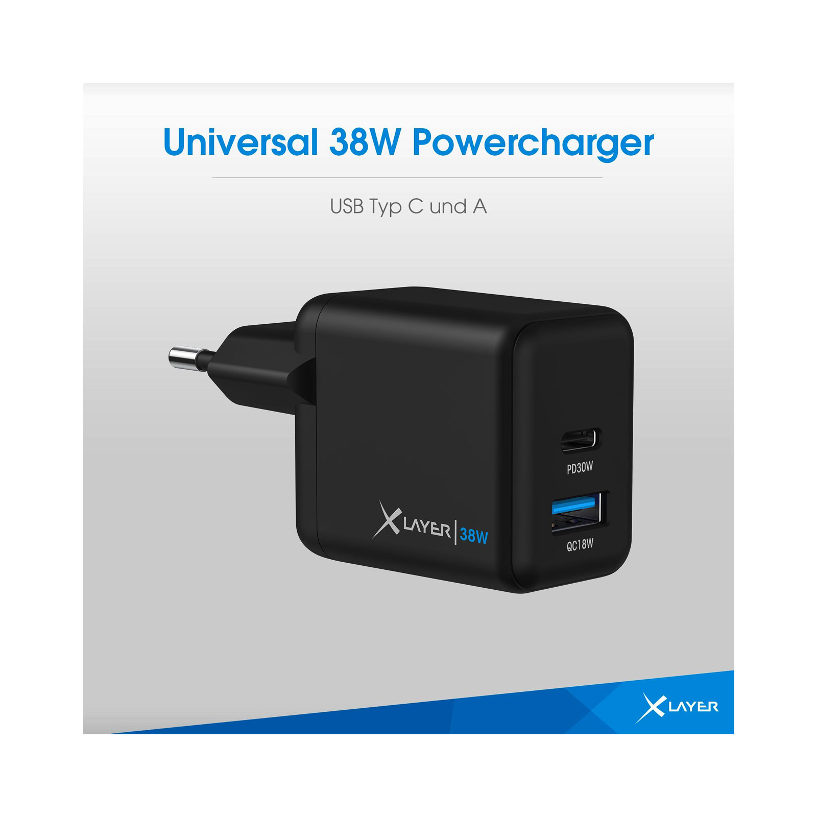 XLayer Universal 38W Powercharger USB Typ C, Black