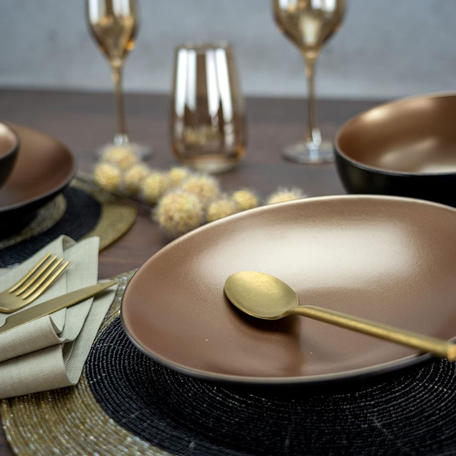 CreaTable, 23598, Serie GLAMOUR - Gold, Geschirrset, Kombiservice 16 teilig