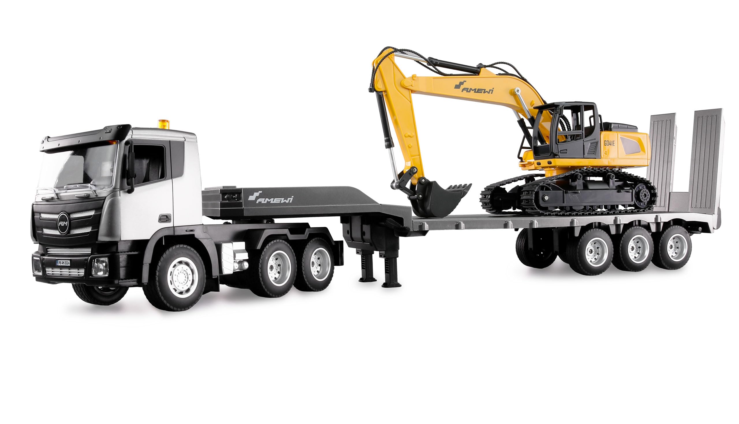 Amewi 2-in-1 Set LKW mit Tieflader und Bagger 1:24 RTR
